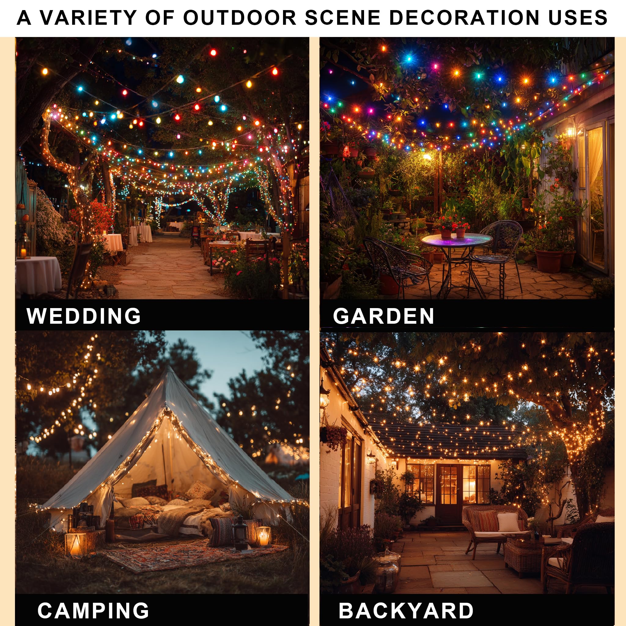 Dazzle Bright Color Changing Christmas Lights, 164FT 500LED, Warm White & Multi-Colored, Waterproof with Remote, 11 Modes