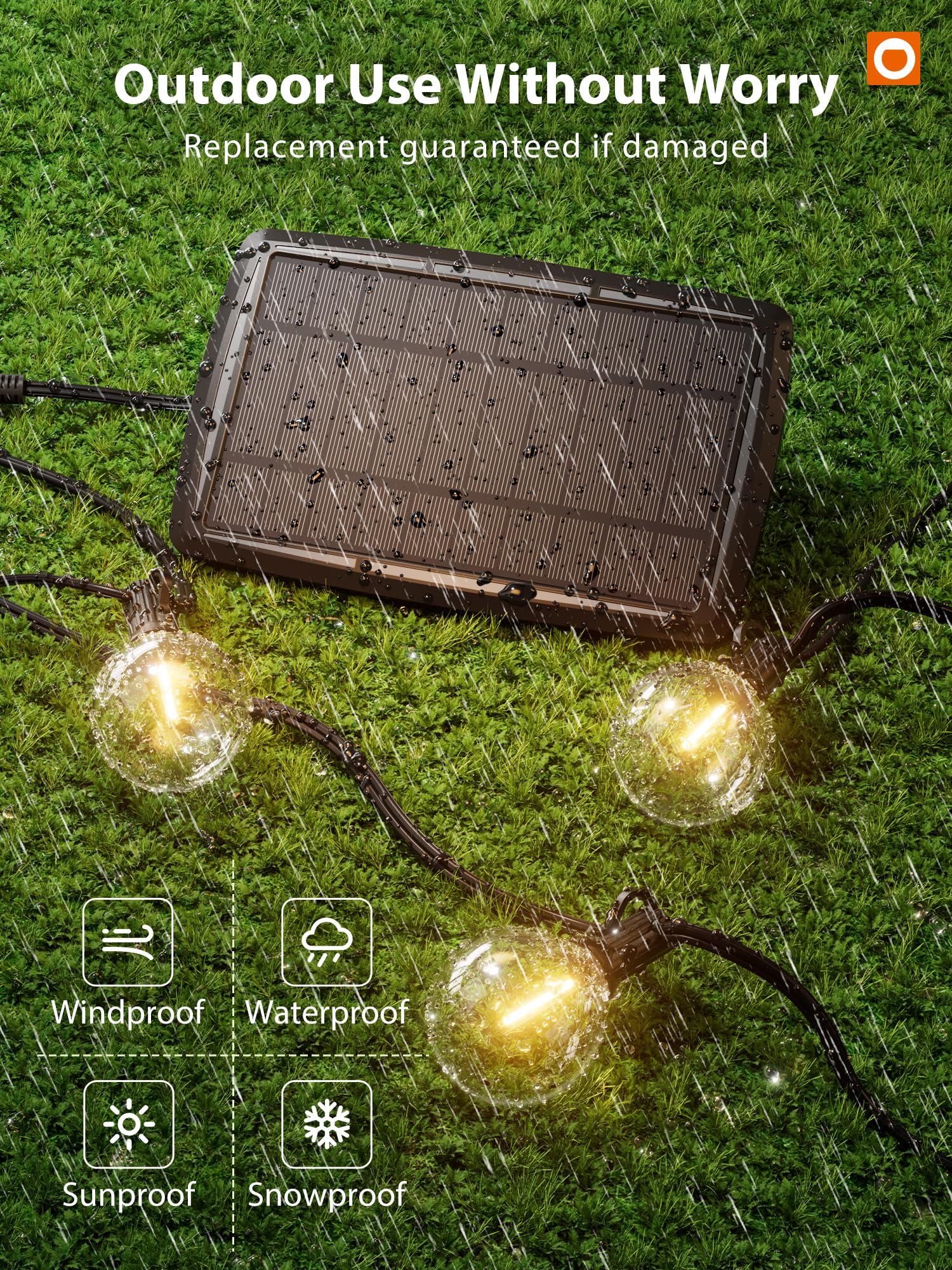 addlon Solar String Lights G50 Waterproof 100FT Outdoor LED Bulbs Black 3 Light Modes