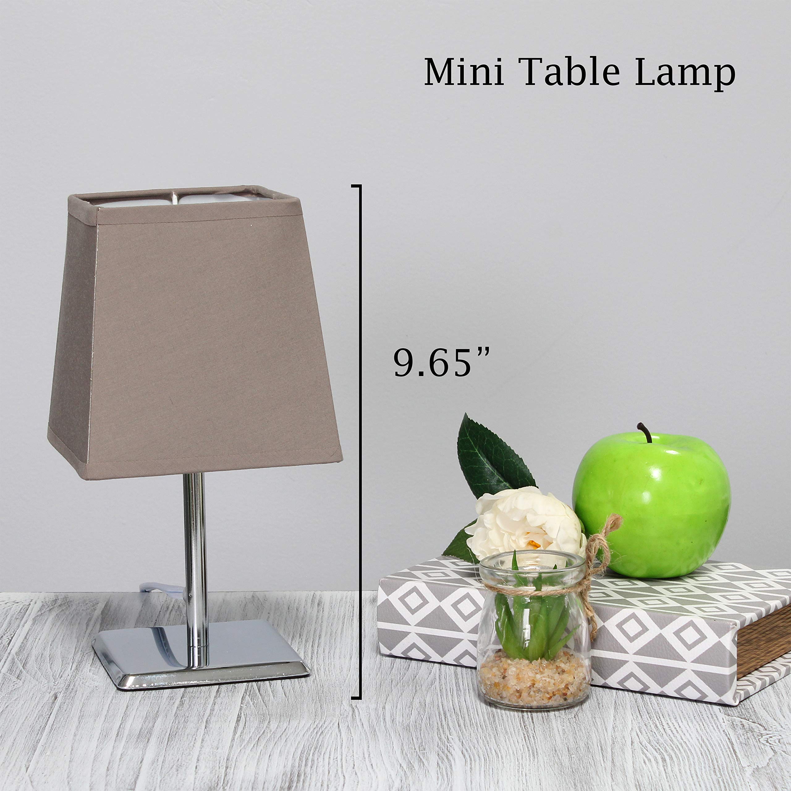 Simple Designs Lt2062-Gry Mini Table Lamp, Chrome Metal Shade, Gray, Pack Of 1