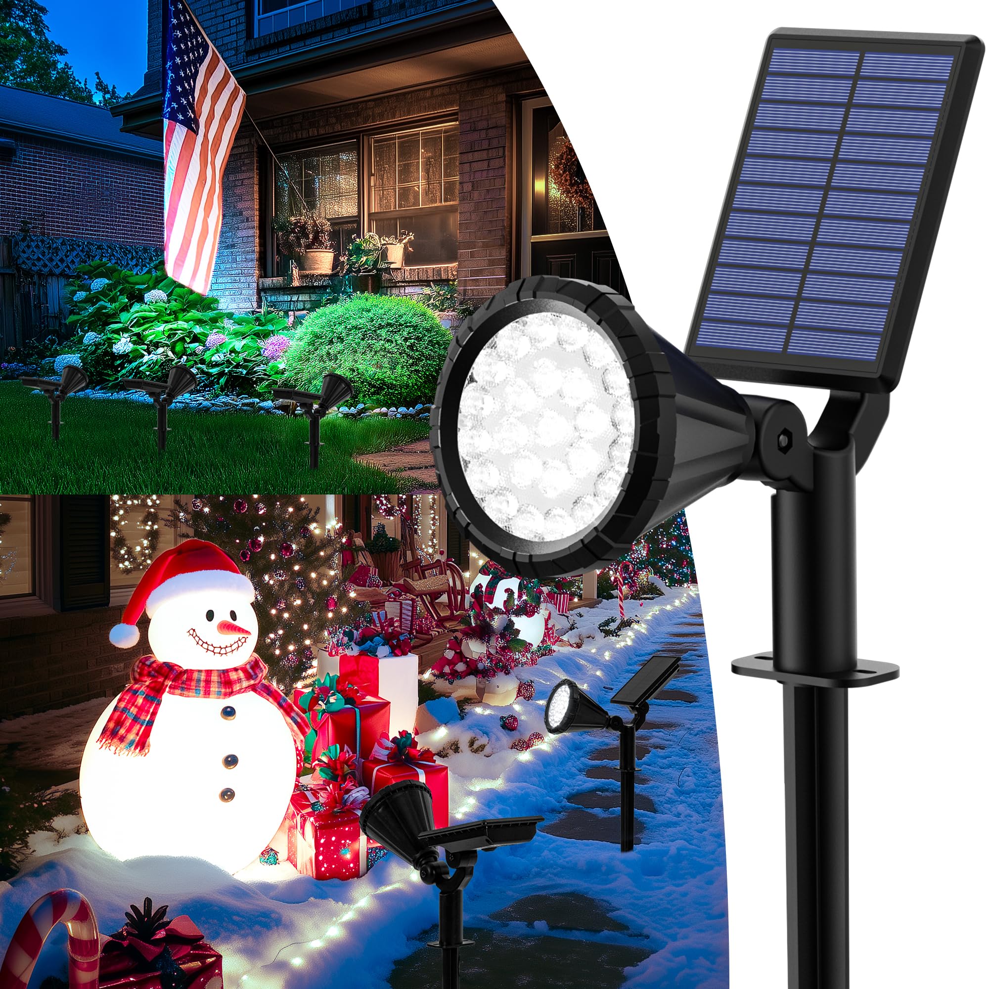 AUDERWIN Solar Spot Lights Outdoor Waterproof, Solar Powered Flag Lights Halloween Lights, Landscape Spotlights for Tree, House,