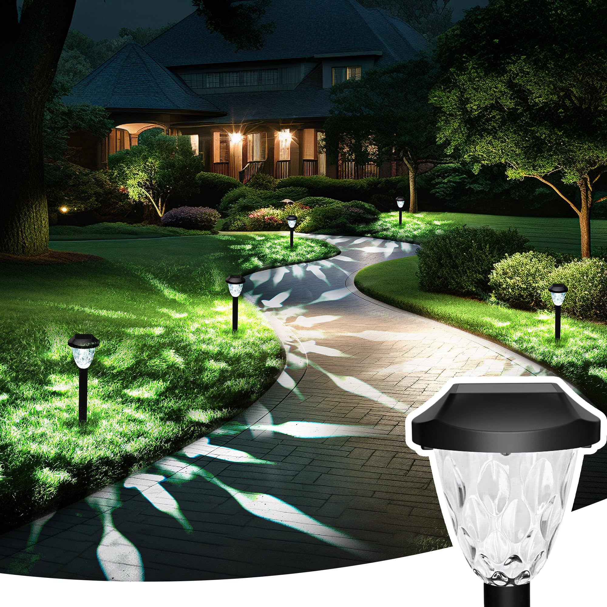 Suncket Solar Outdoor Lights, Bright Solar Christmas Lights Outdoor With Great Pattern, Waterproof Auto On/Off Solar Lights For Outside Garden Walkway Driveway Yard Pathway(8 Pack)