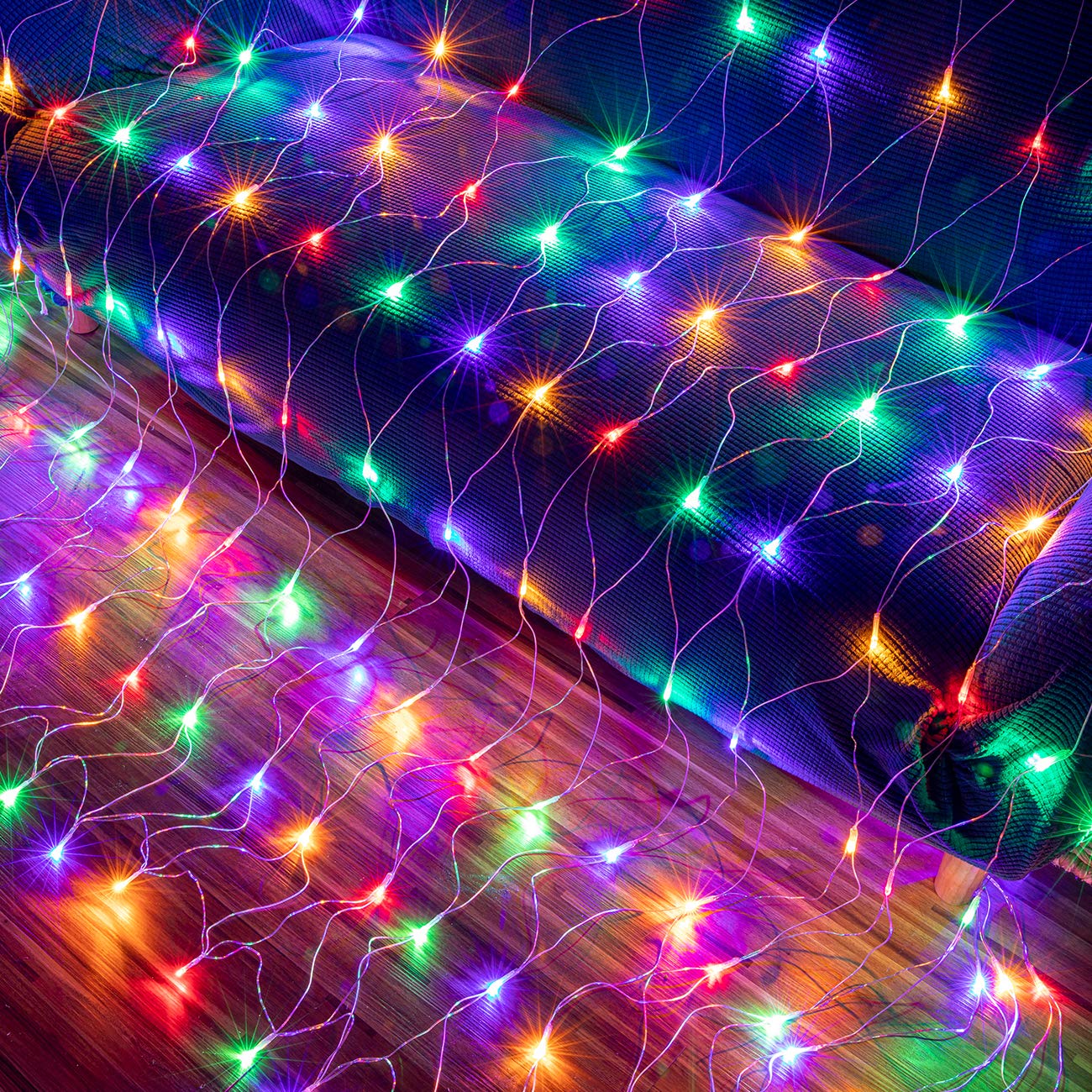Awq 200 Led 9.8Ft X 6.6Ft String Net Mesh Lights 8 Modes For Christmas Wedding Party Home Garden Lawn Bushes Indoor Outdoor Decor (Multicolor)