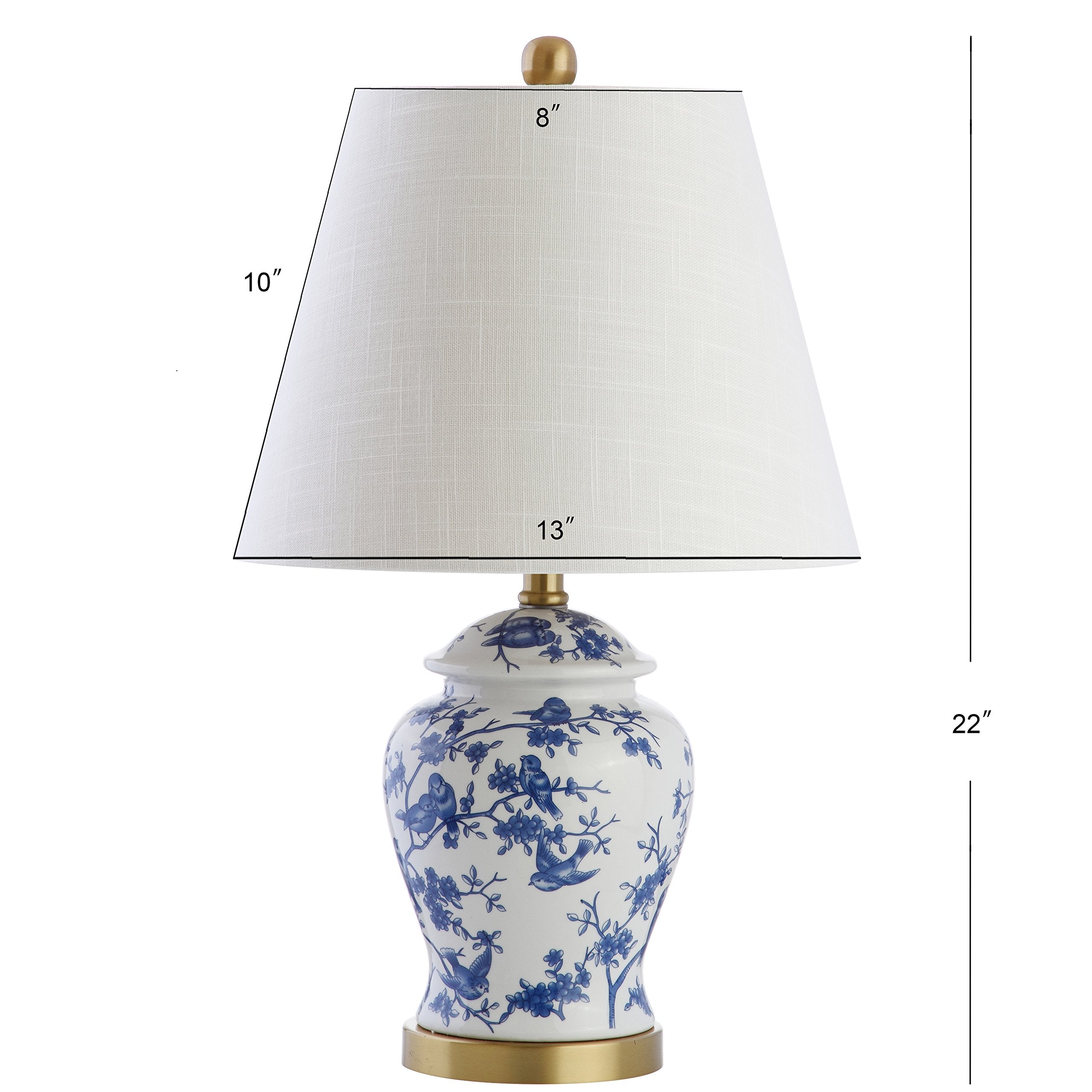 Jonathan Y Penelope 22 Chinoiserie Led Table Lamp, Blue/White Ceramic, Model Jyl3005A, Ideal For Bedroom, Living Room, Office