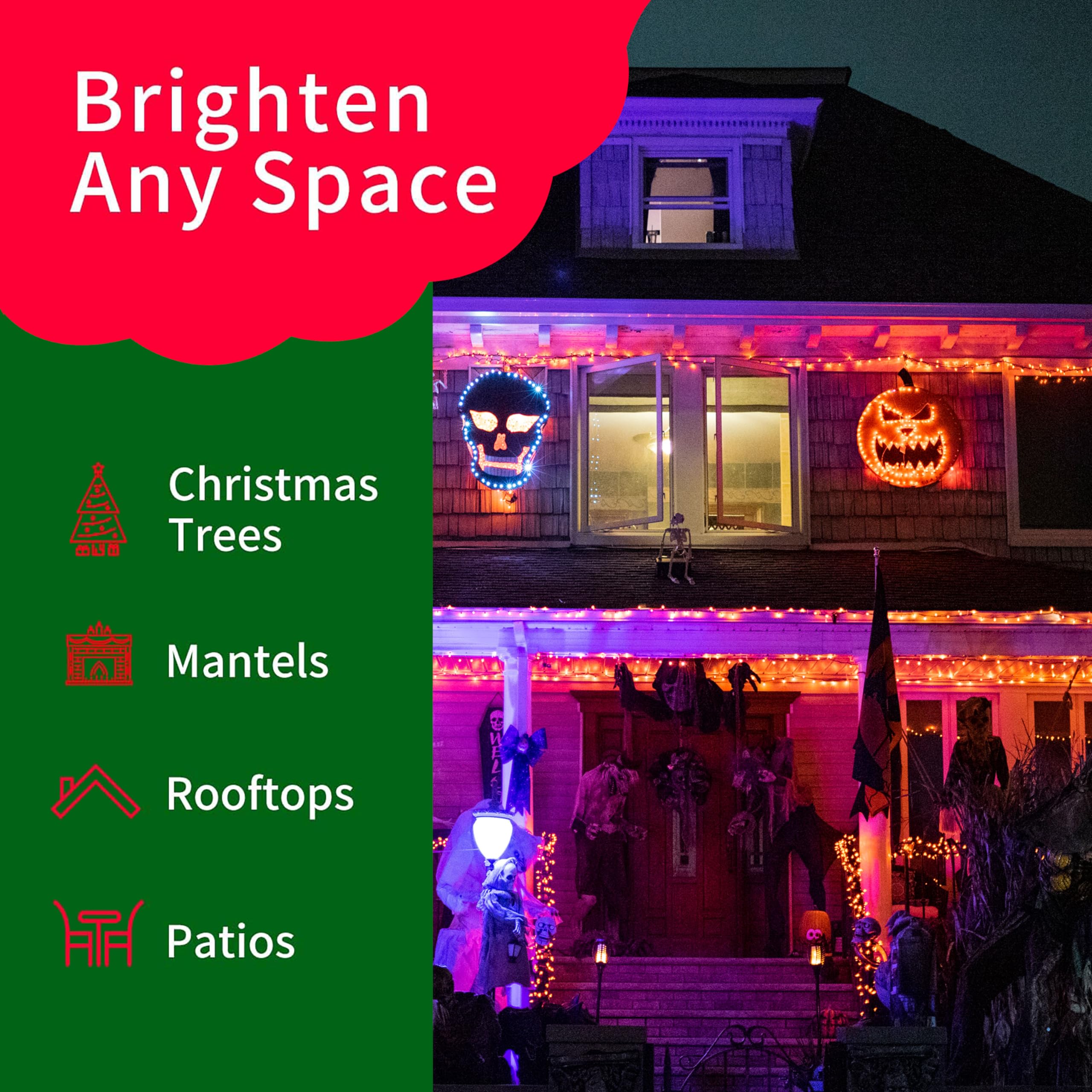 Twinglehome Ultra-Bright Connects End To End Orange Christmas Mini Lights 300L 63.8Ft(2Sets-Each 150L)Ul Listed Incandescent Bulb String Light For Indoor Outdoor Halloween Home Garden Party Tree Decor