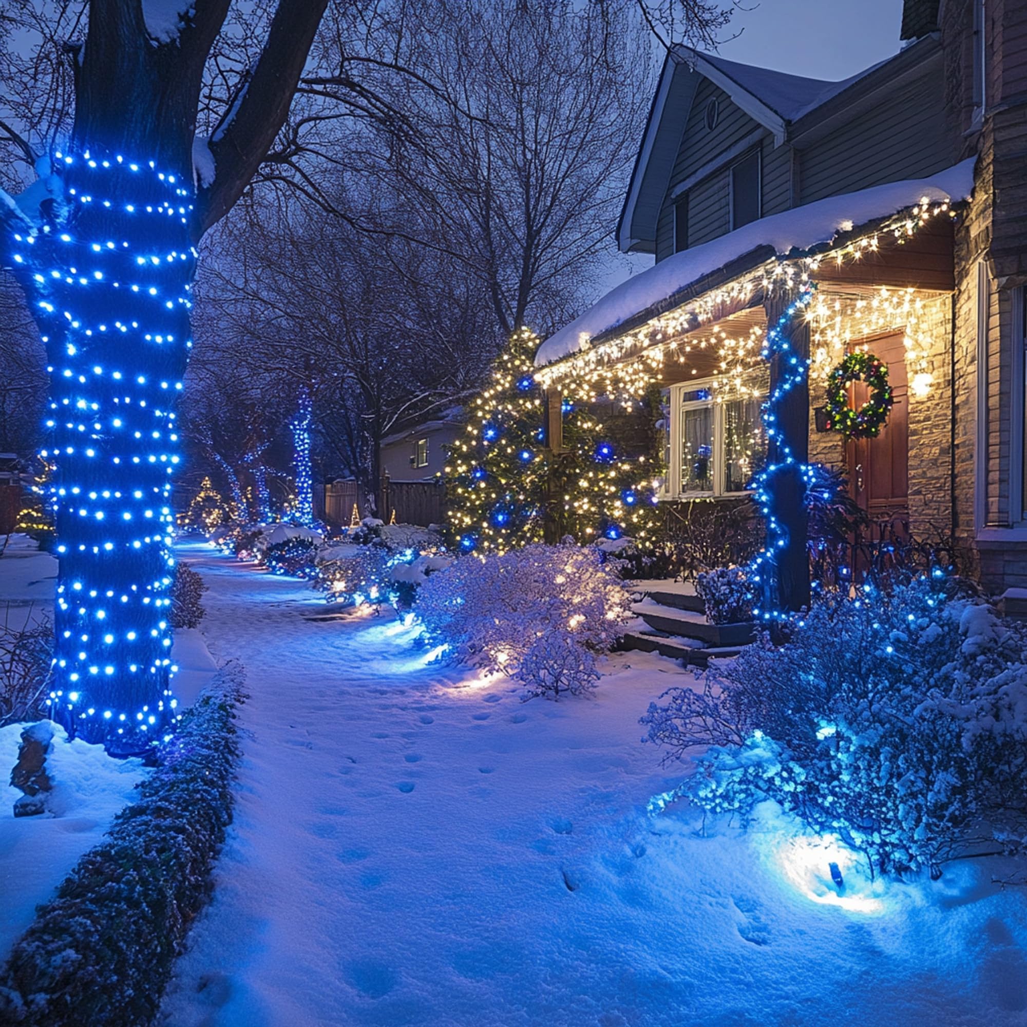 Tw Shine 2 Pack Solar Christmas Lights Decorations Outdoor, Total 400 Led 132 Ft Solar Powered Outdoor Christmas Light With 8 Mo