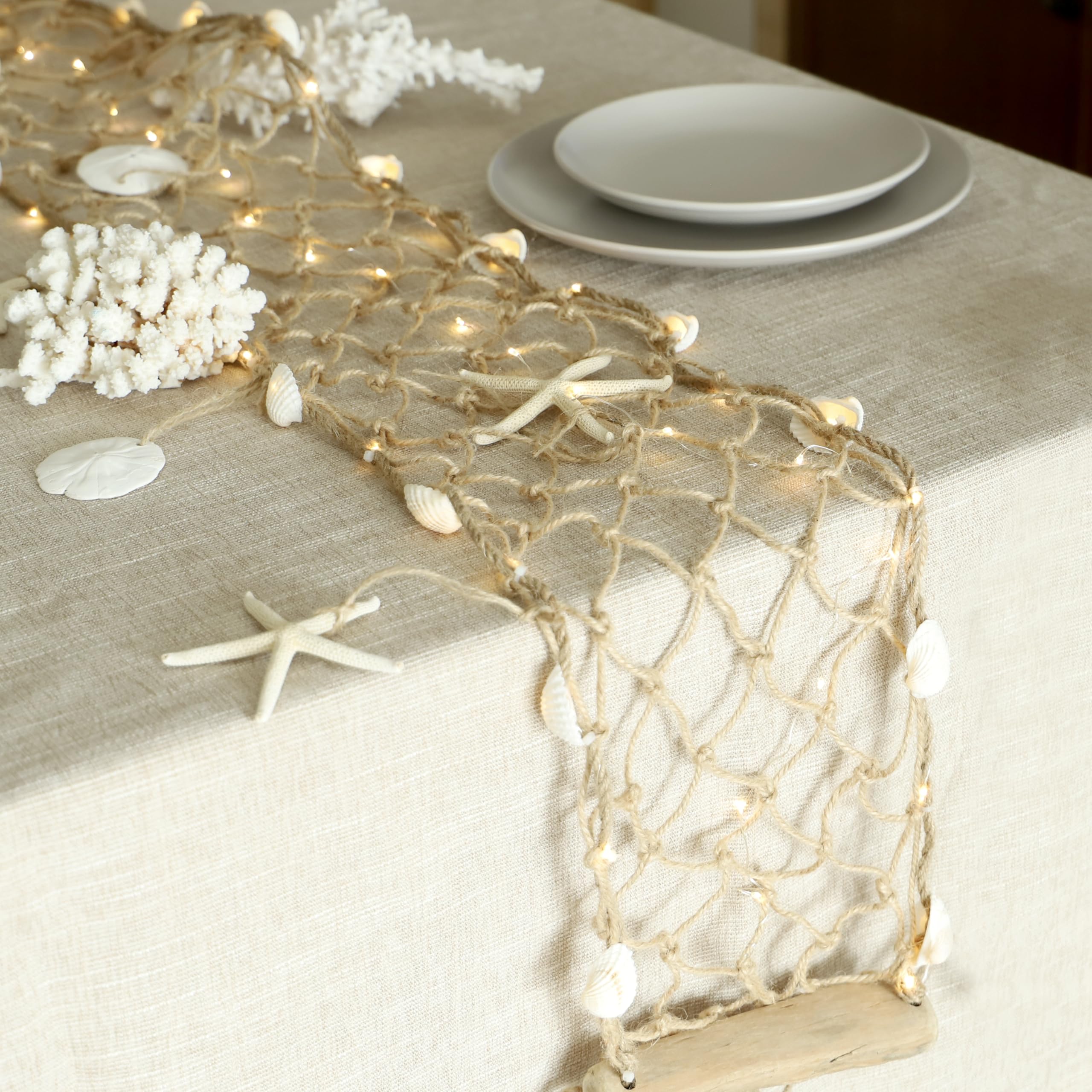 MIYA LIFE Seashell Garland Net Lights Beach Decor for Bedroom 0.5FT    5.0FT 55LED USB Battery Operated Ocean Light with Real St