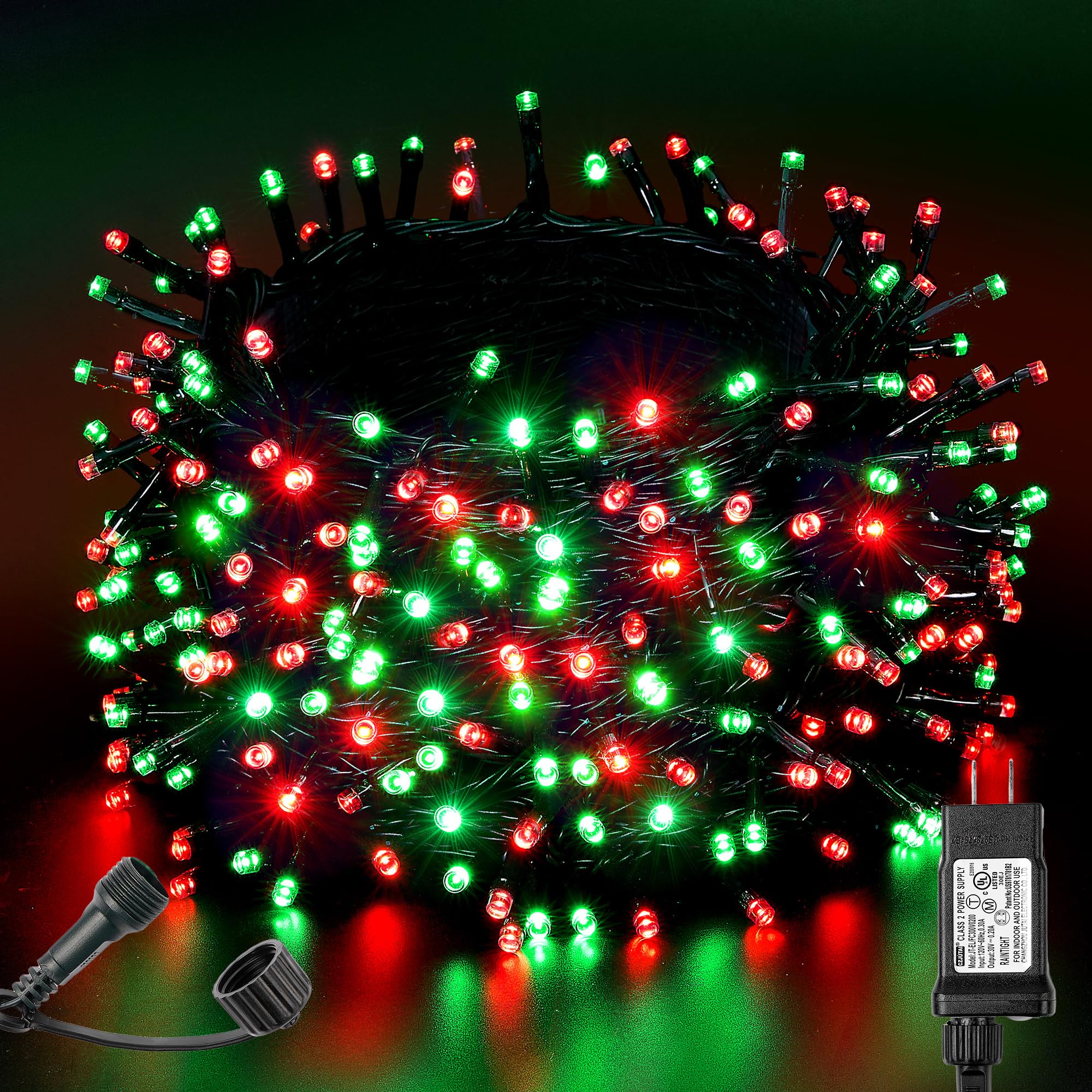BlcTec Long Christmas Lights Indoor Outdoor  500 LED 174FT UL Certified Christmas Tree Lights with 8 Lighting Modes  Waterproof  Timer  Memory Function for Trees  Yard  Party  Xmas Decor  Red Green