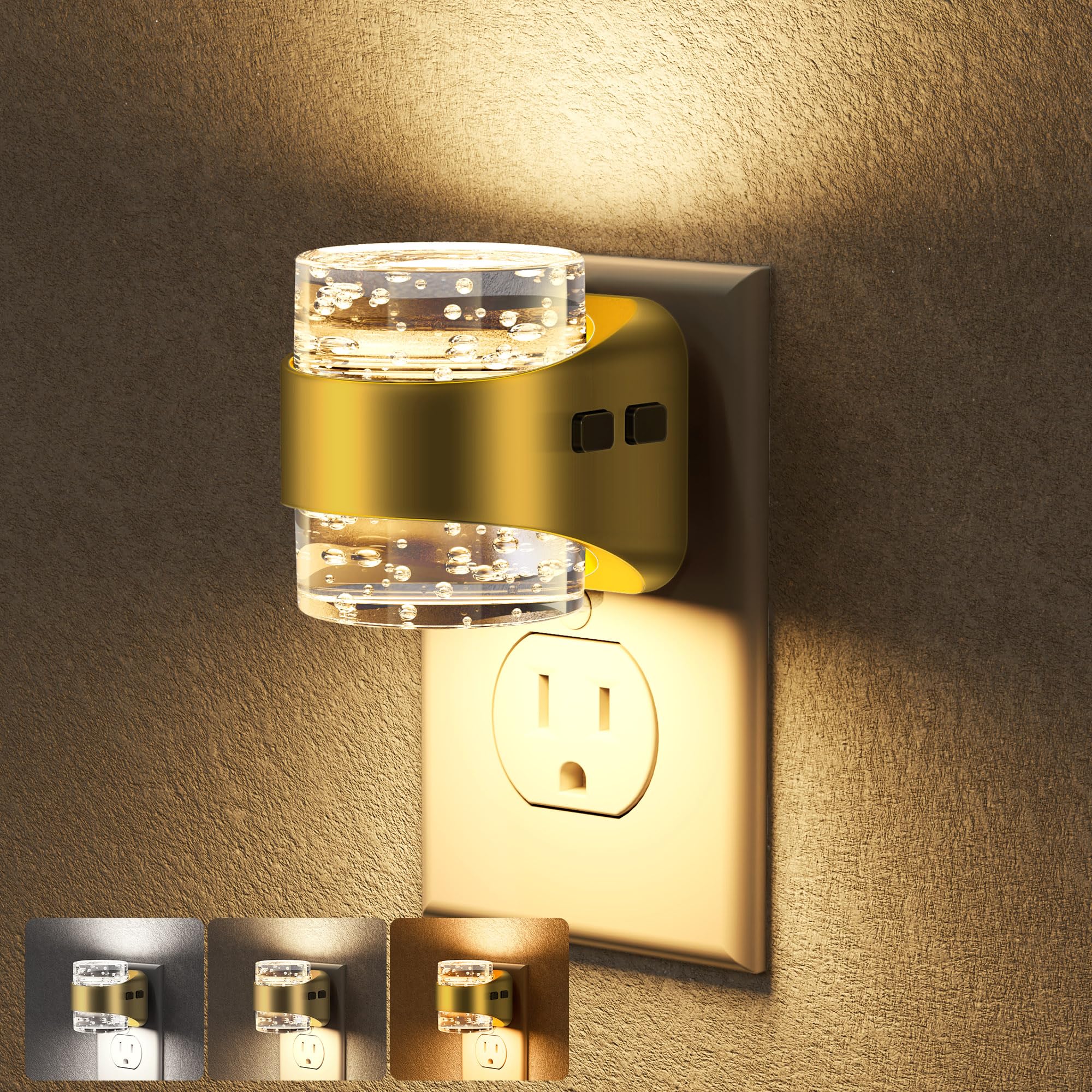 Briignite Night Light  Dimmable Night Lights Plug Into Wall with Bubble Design 3000K/4000K/5000K & 3 Brightness Levels for Baby Nursery Hallway Bathroom Kids Room  3CCT