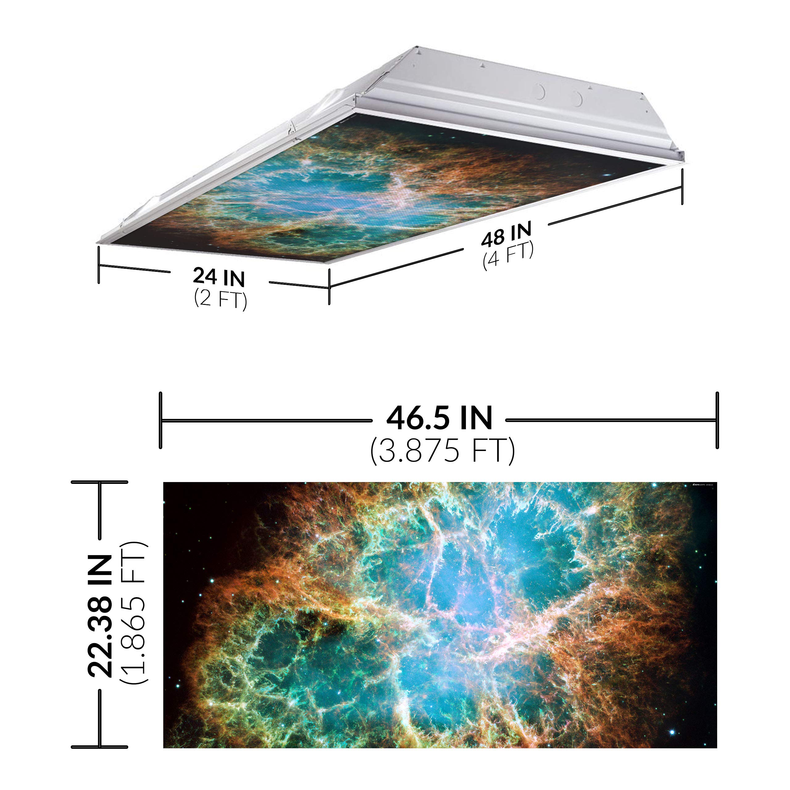 OCTO LIGHTS Fluorescent Light Cover - Backlit Film Insert 2x4 (22.38inx46.5in) Crab Nebula, Pack of 1