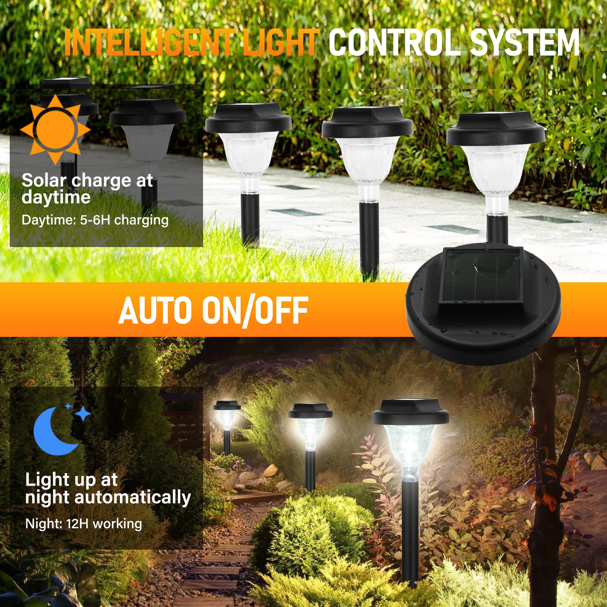 Siatom 10 Pack Bright Solar Outdoor Lights, Ip65 Waterproof, Auto On/Off, 6000K Led Pathway Lighting