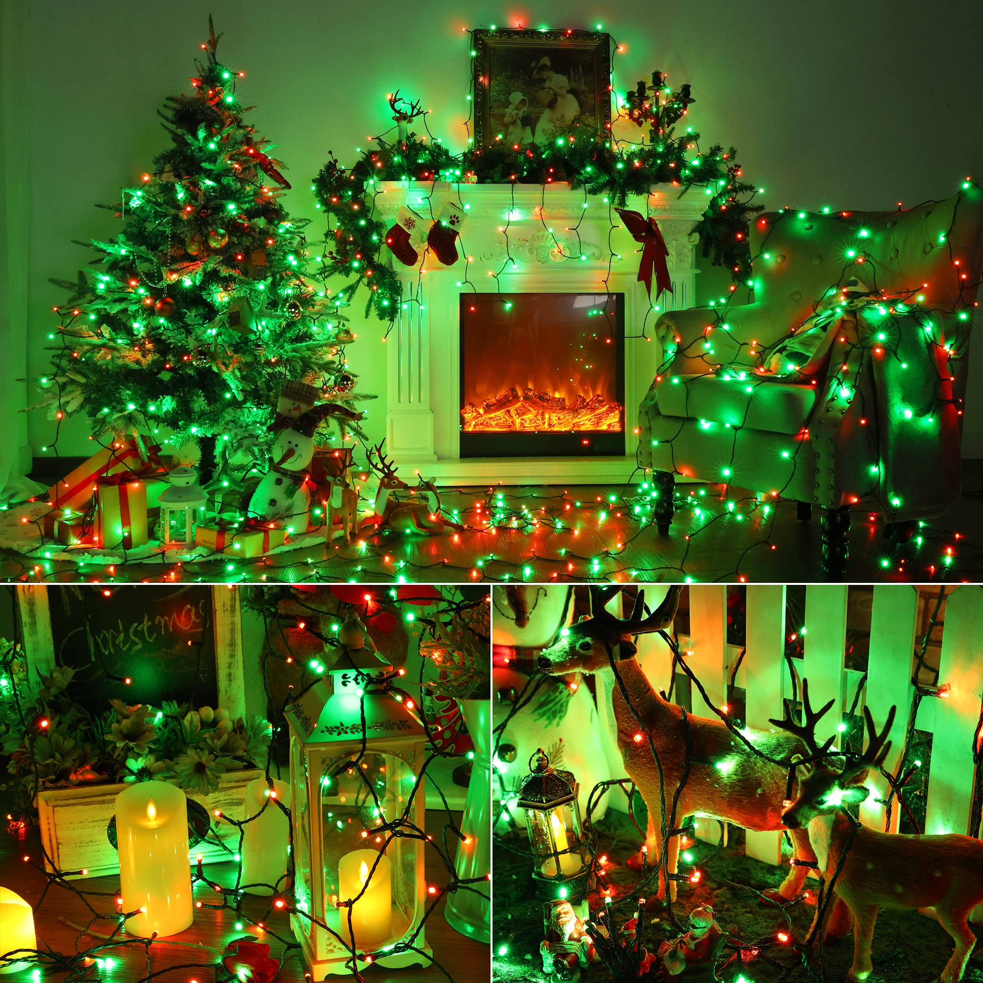 Brizled Christmas Lights, 240 LED Outdoor String Lights, 78.74ft, Red & Green, 8 Modes, Plug-in, Model GP-SW290DC0209-IP44