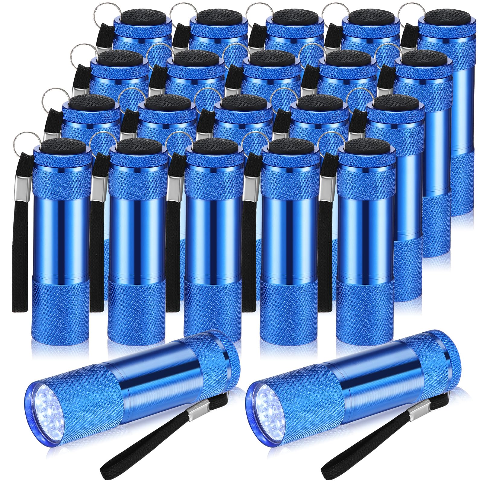 VIHOSE Mini Flashlights 20 Pcs Bulk, Bright Aluminum LED Handheld Lights with Lanyard, Not Included Batteries, Blue
