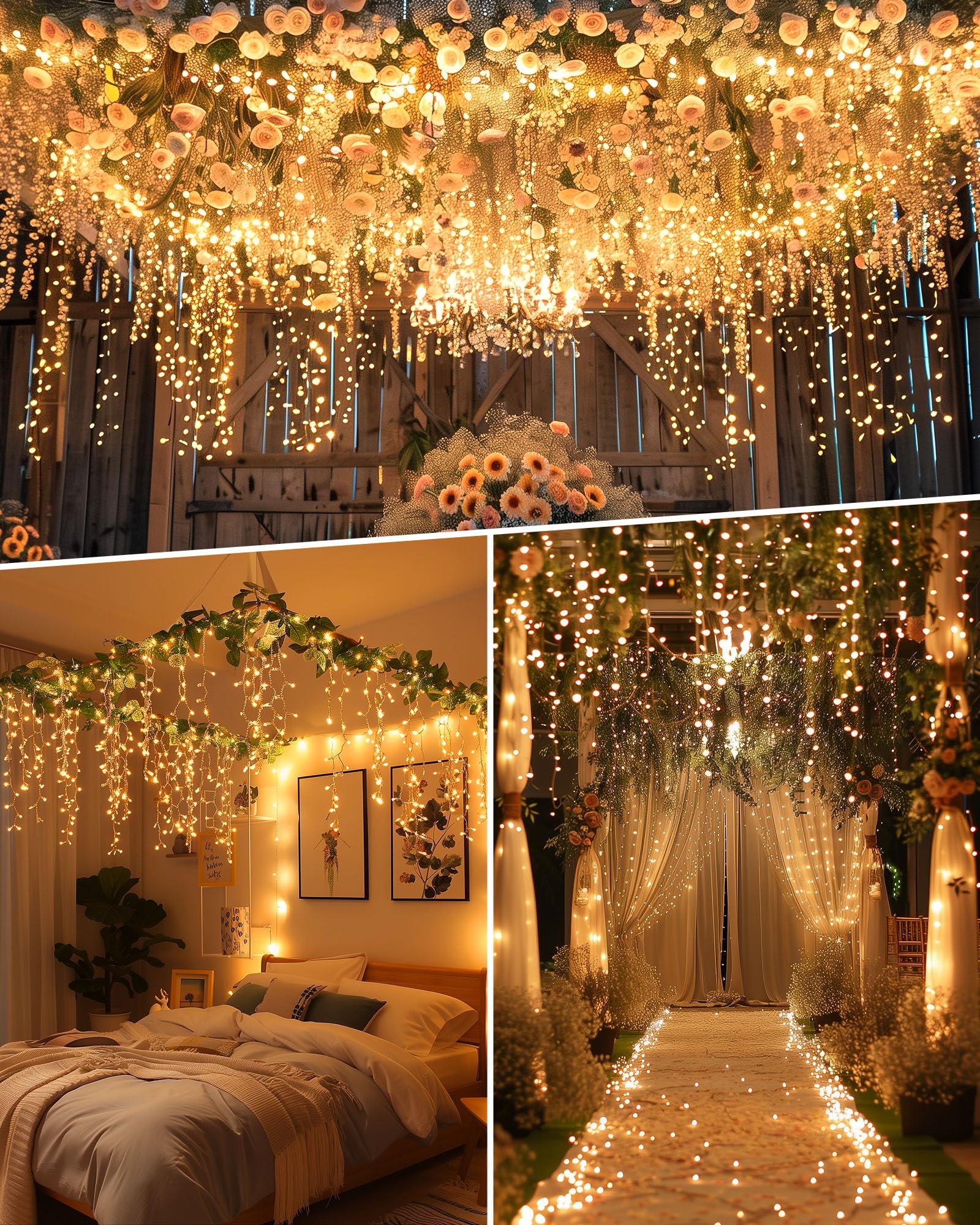 Minetom Icicle Lights For Outside, 164Ft 1344 Led Warm White Christmas Lights With 252 Drops, Icicle Christmas Lights Outdoor Wi