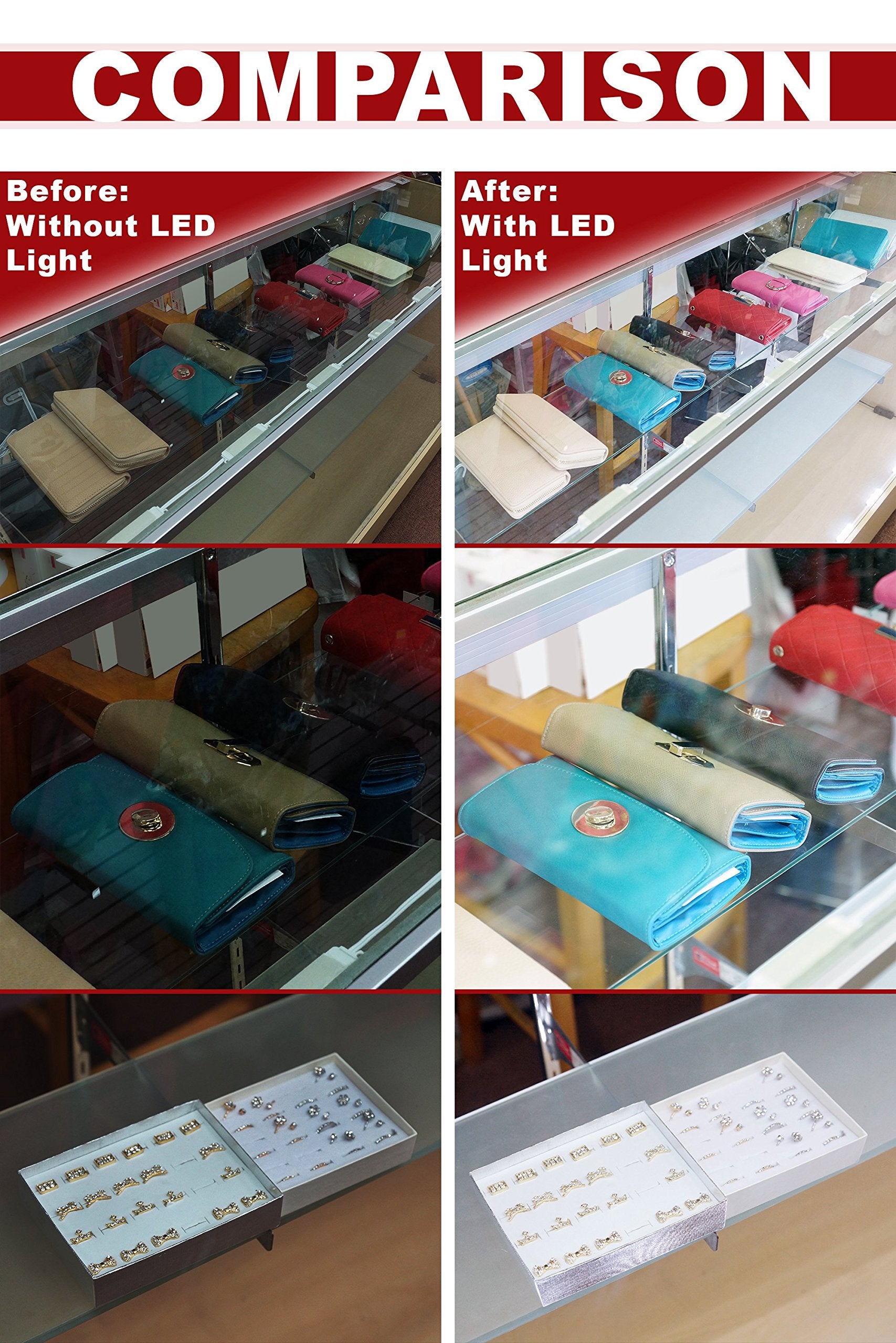 Crystal Vision Premium LED Kit - 12.5ft, White, Pre-Installed for Showcase & Display Case, Model H&PC-73689, Includes Dimmer