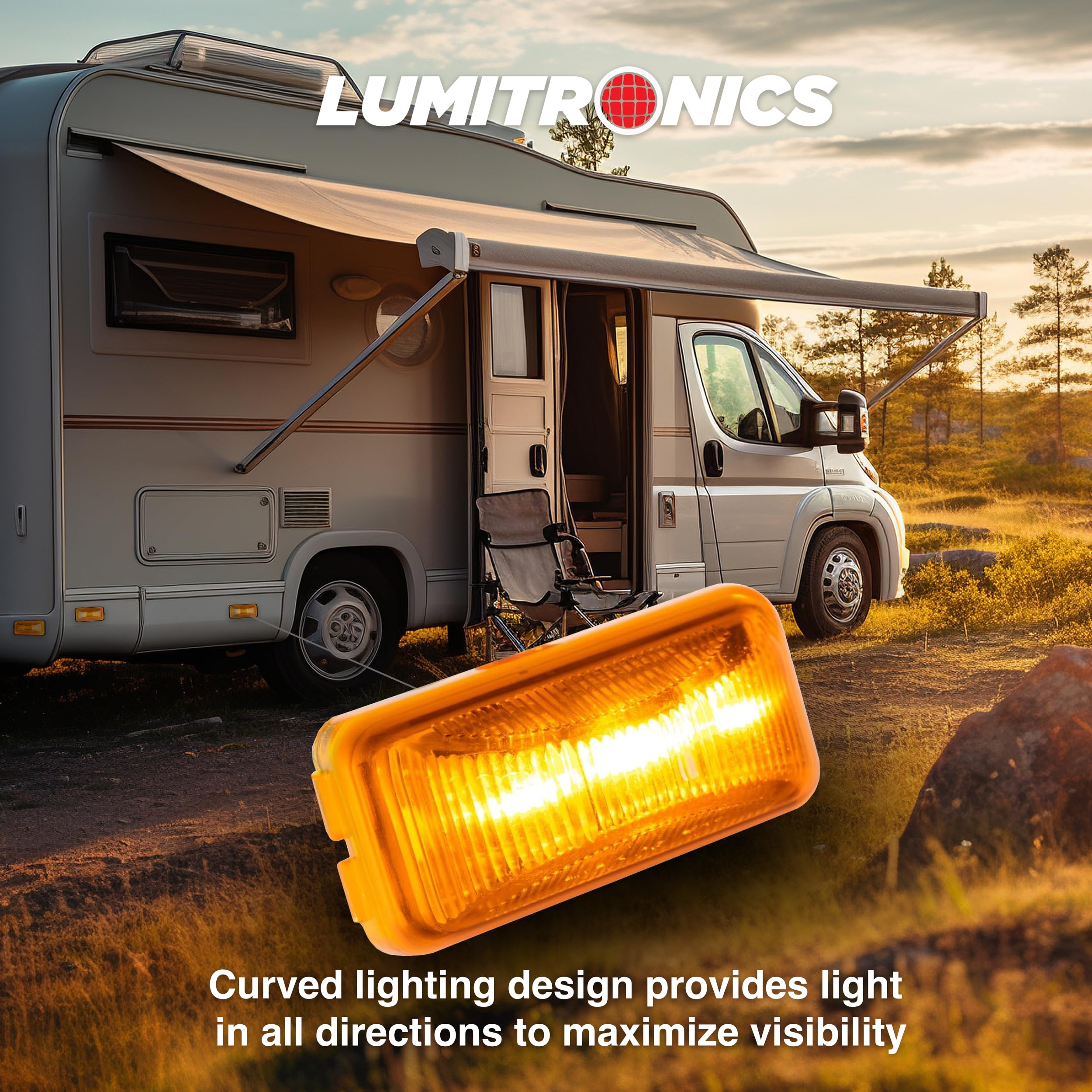 Lumitronics Rv Mini Thin Line 37 Series Sealed Led Marker/Clearance Light (Amber)