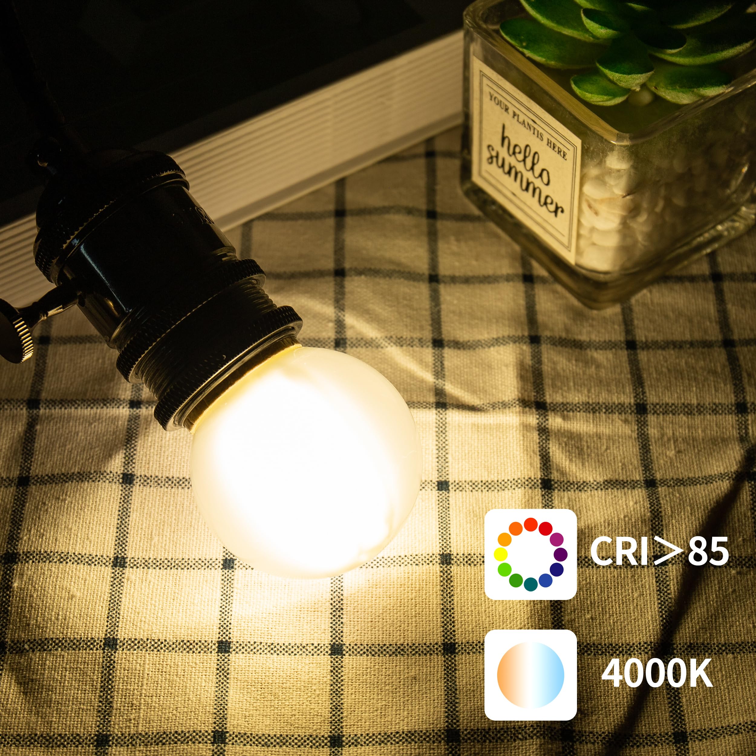 Runquiz Frosted G16.5 Led Bulb, Matt Vanity Globe Light Bulbs, E26 Dimmable Globe Small Round Edison Light Bulbs, 6W 4000K Vinta