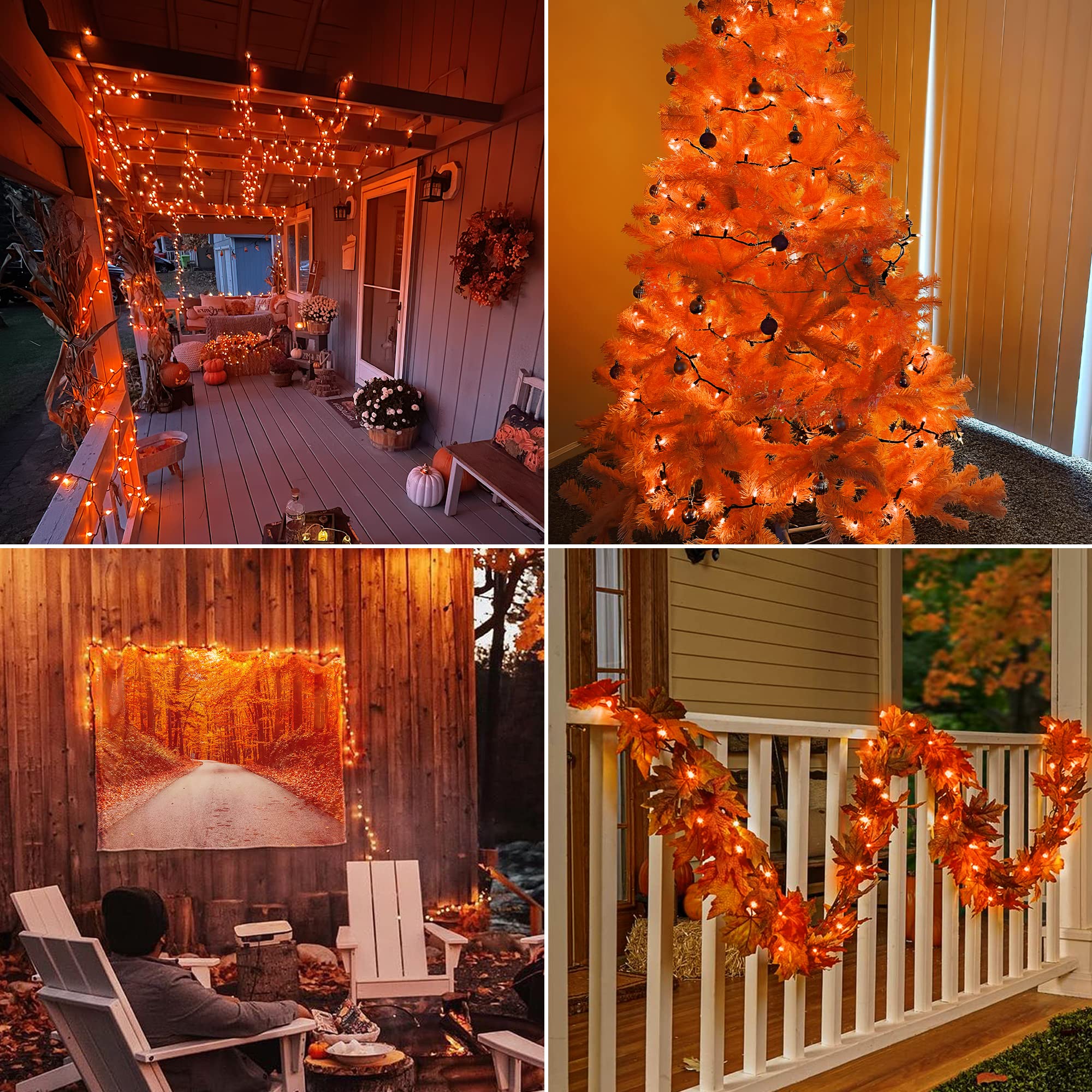 Hopolon Orange Mini String Lights, 2-Pack 50 Count, 13ft, Connectable, Plastic, Ideal for Thanksgiving, Halloween, Christmas Decor
