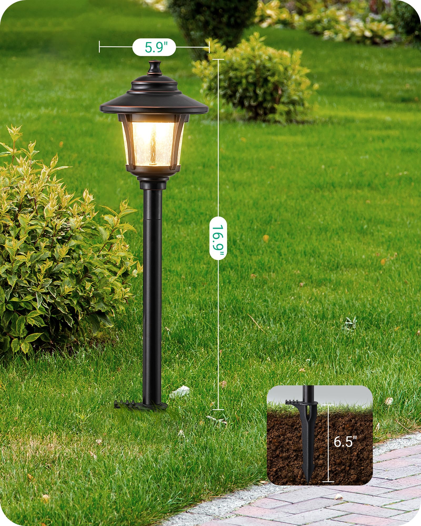 EDISHINE Low Voltage Pathway Lights, 12V 3W LED, 120LM, 3000K, Oil-Rubbed Bronze, 10 Pack, Model ITA1501