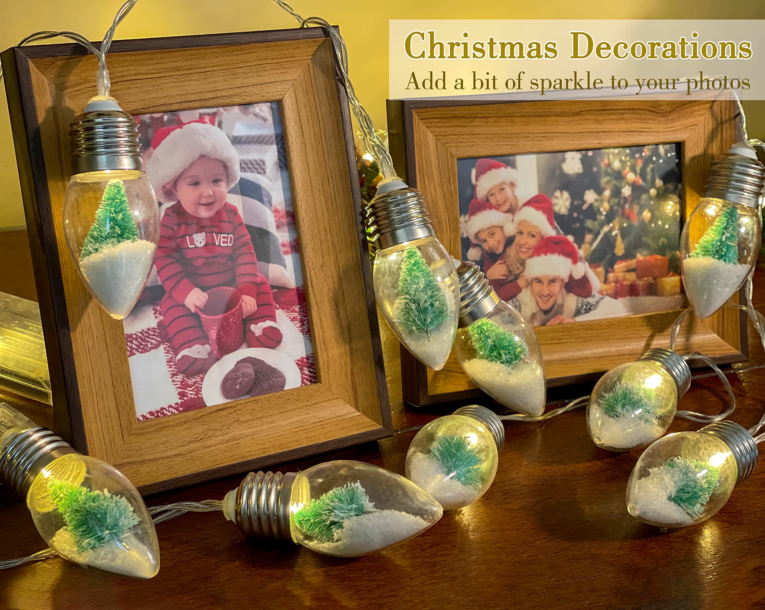 Vvolf Christmas Lights Battery Operated, Snow Globe String Lights, Christmas Snow Globes String Lights For Room, Globe String Lights With 10 Led Clear Bulbs 2Pack