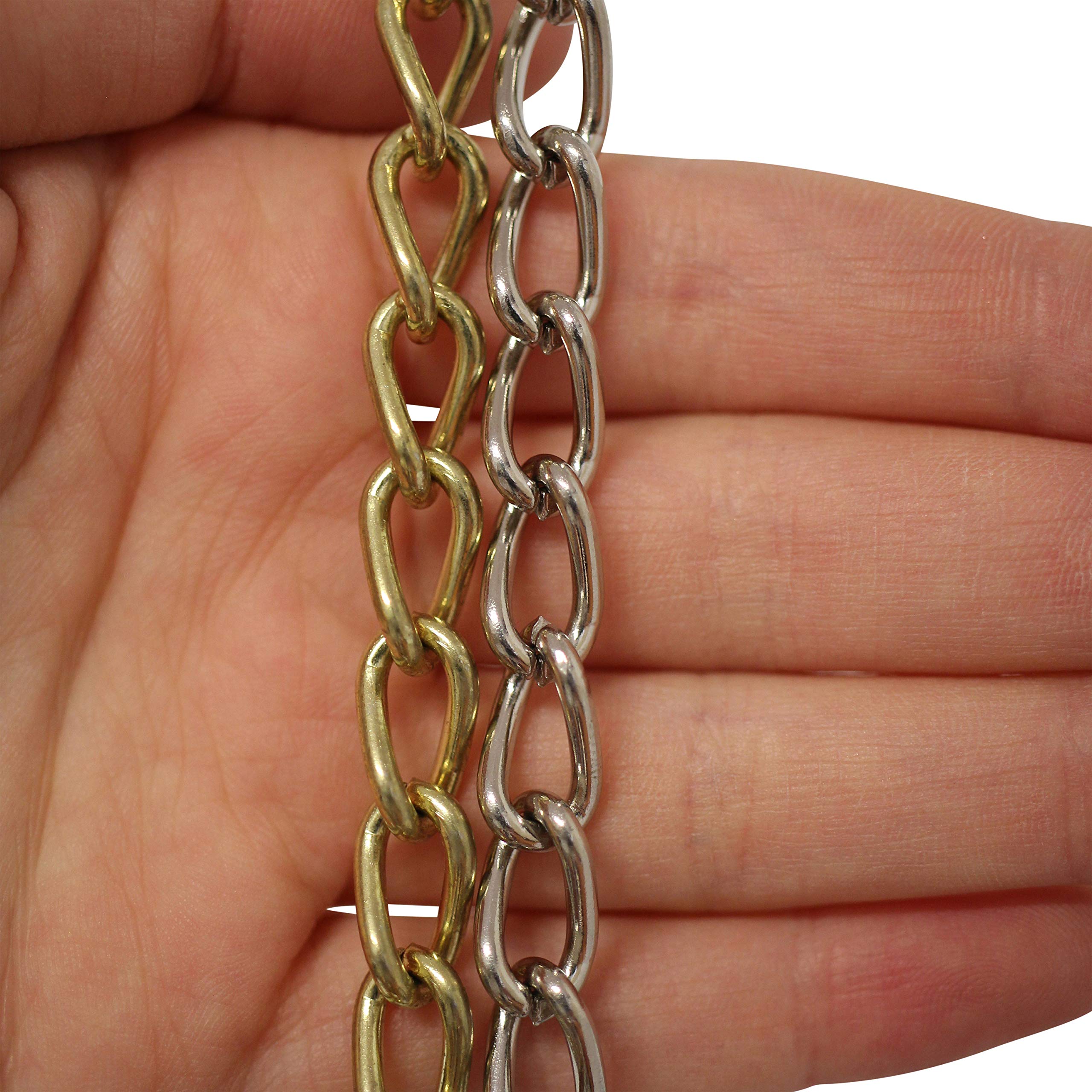 RCH Hardware Decorative Solid Steel Twist Link Fixture Chain, 12 Gauge, Polished Brass, Model CH-S54-14L-PB-164, 1 Reel/164