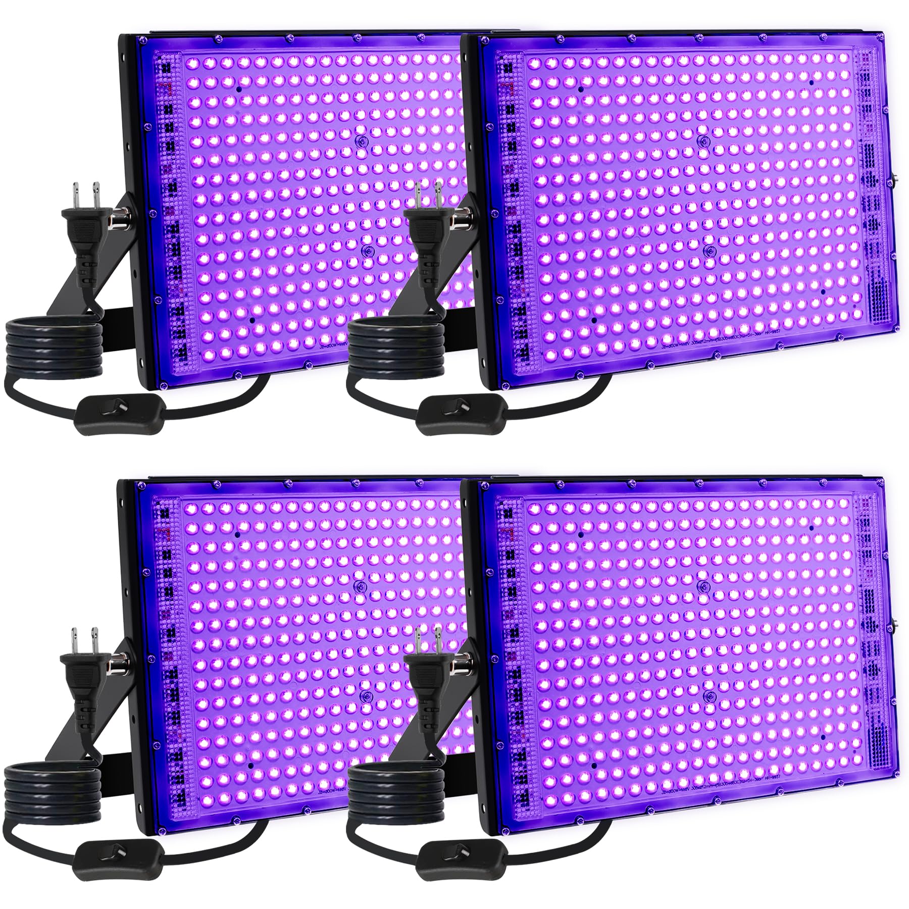 MEEKBOS 4 Pack 300W LED Blacklight  UV Black Lights for Glow Party  IP65 Waterproof Outdoor UV Floodlight for Black Light Party Body Discomfortting Fluorescent Discomfortting Birthday Parties Halloween