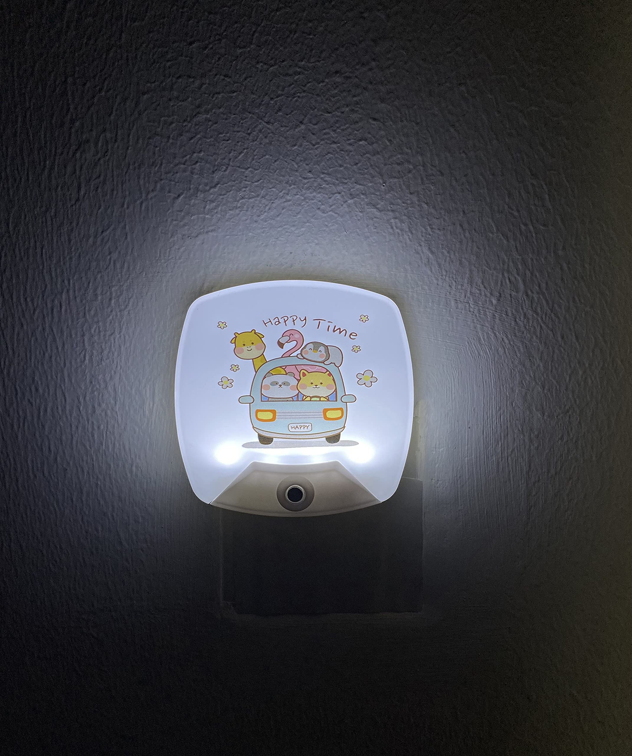 2 Pack - Cartoon Animals LED Plug-in Night Light for Kids - Wall Lamp Take Good Care Children Sleep Light Sensor Auto Controlled