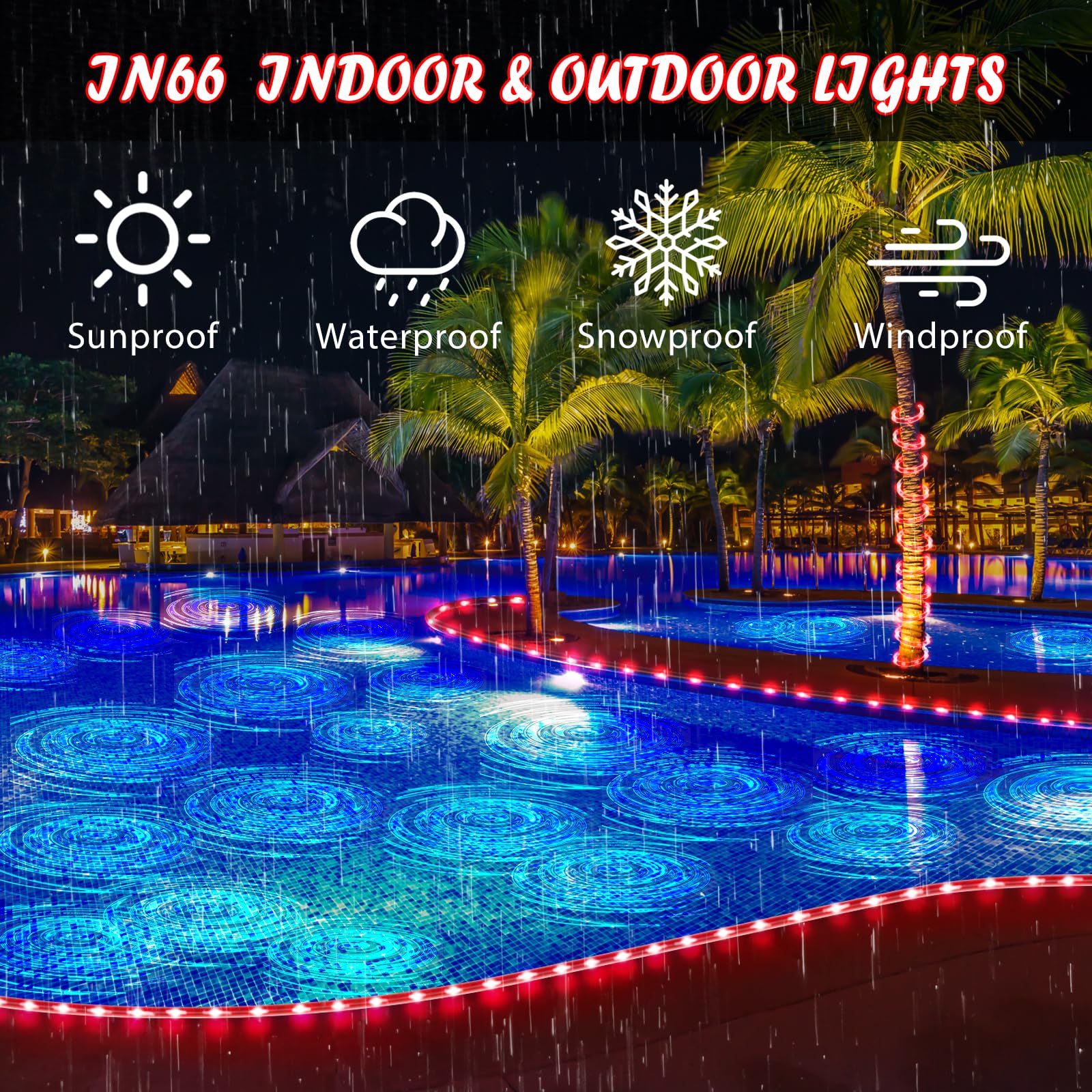 Kenburg Red Rope Lights Outdoor, 50Ft 600 Led Valentine'S Day String Light, Waterproof Tube Light Plug In 8 Modes Timer Memory,