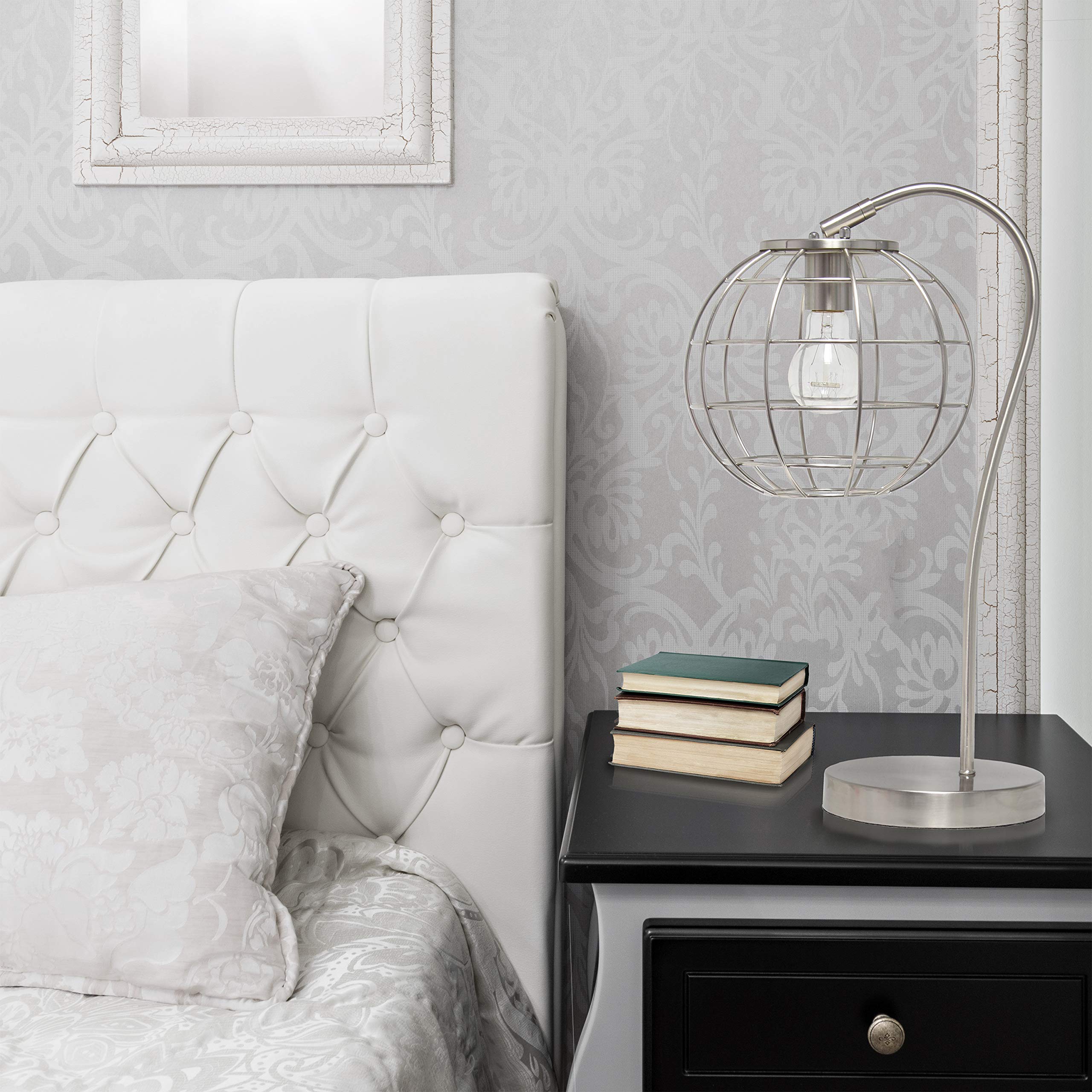 Elegant Designs LT2068-BSN Metal Table Desk Lamp, Brushed Nickel Finish