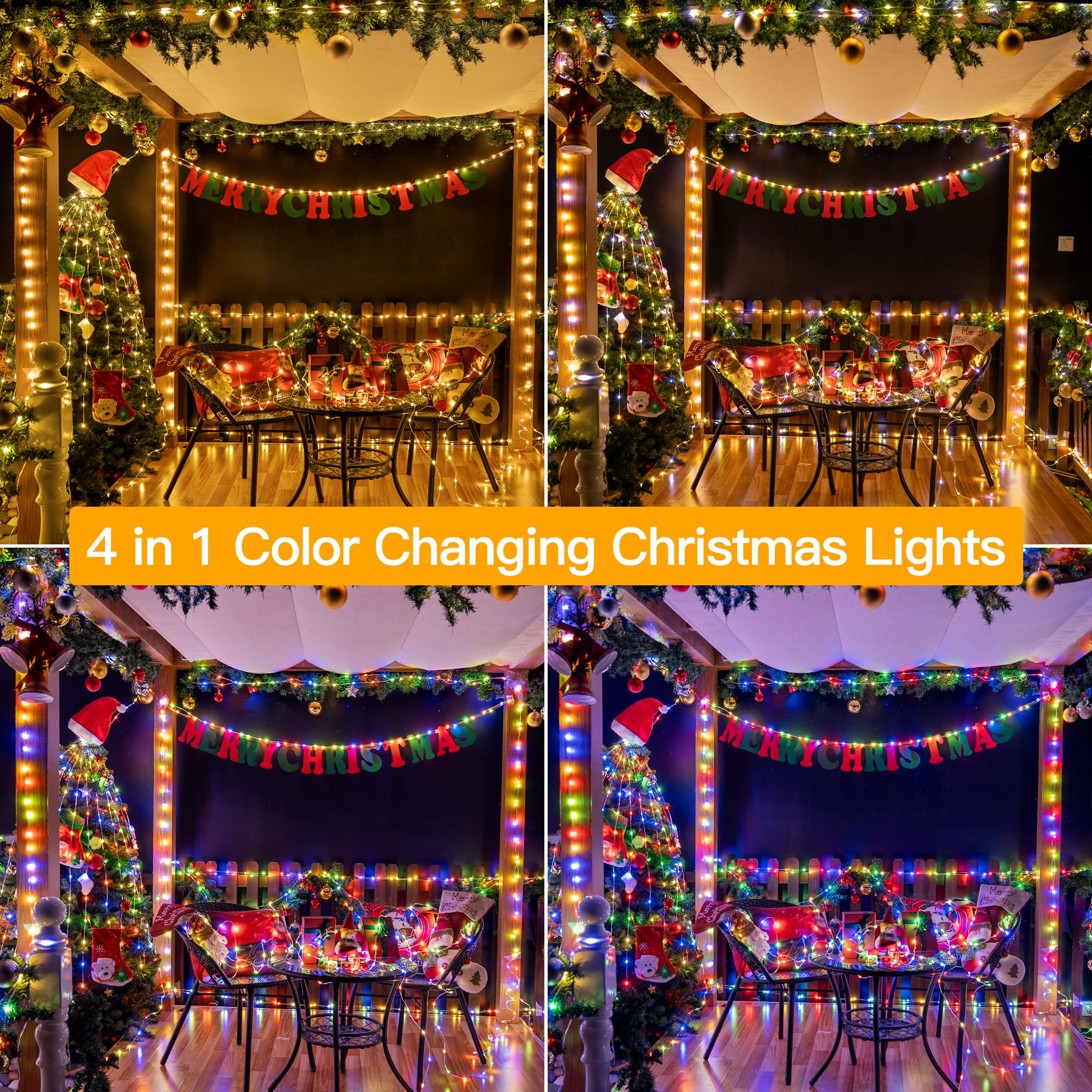 Ollny Christmas Lights Warm And Multicolor, 600Led 197Ft Christmas Tree Lights Ip67 Waterproof, Plug In Fairy Lights With Remote