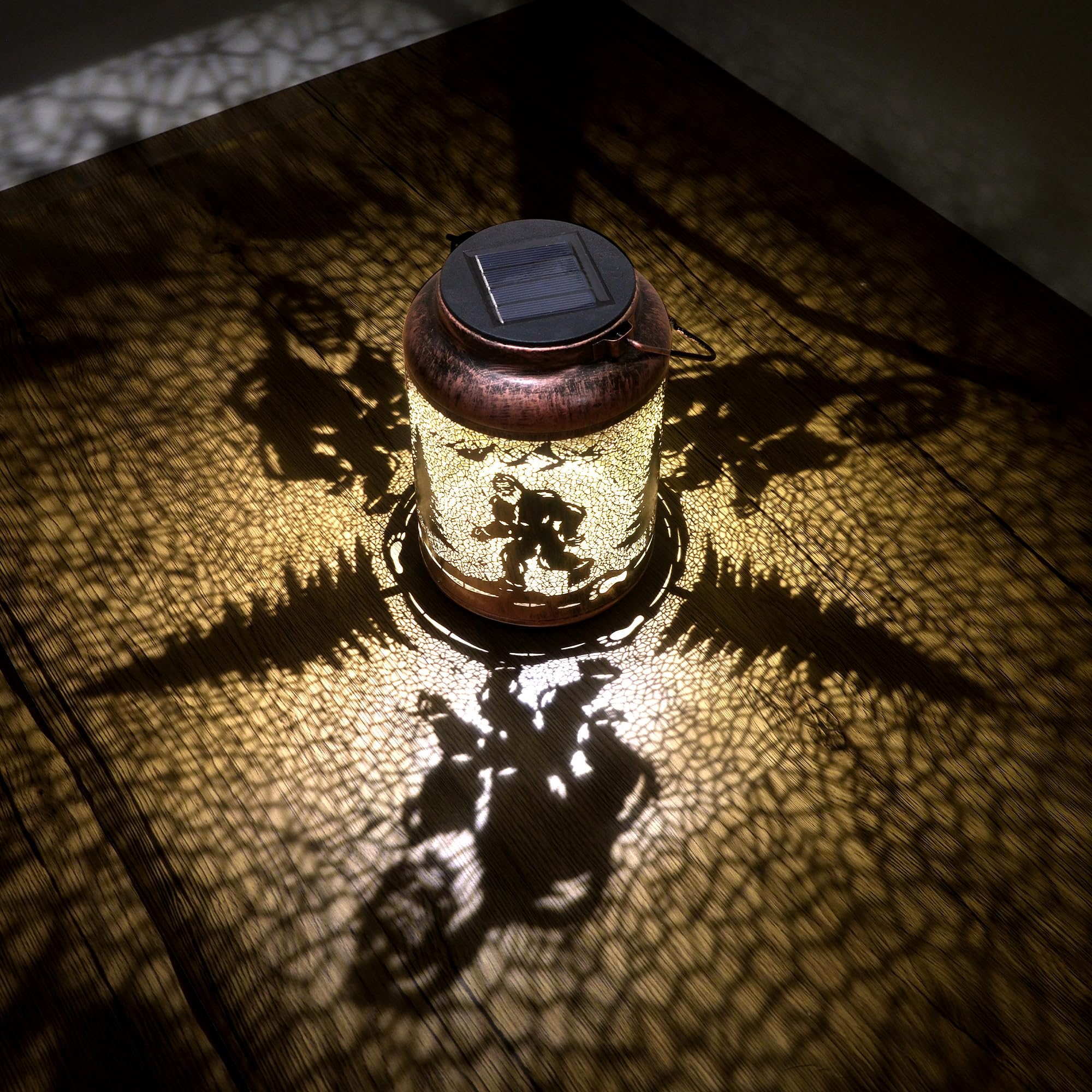 Litray Bigfoot Solar Lantern - IP65 Waterproof LED Metal Light, 6.69" Copper - Perfect for Patio, Pathway, or Tabletop Decor