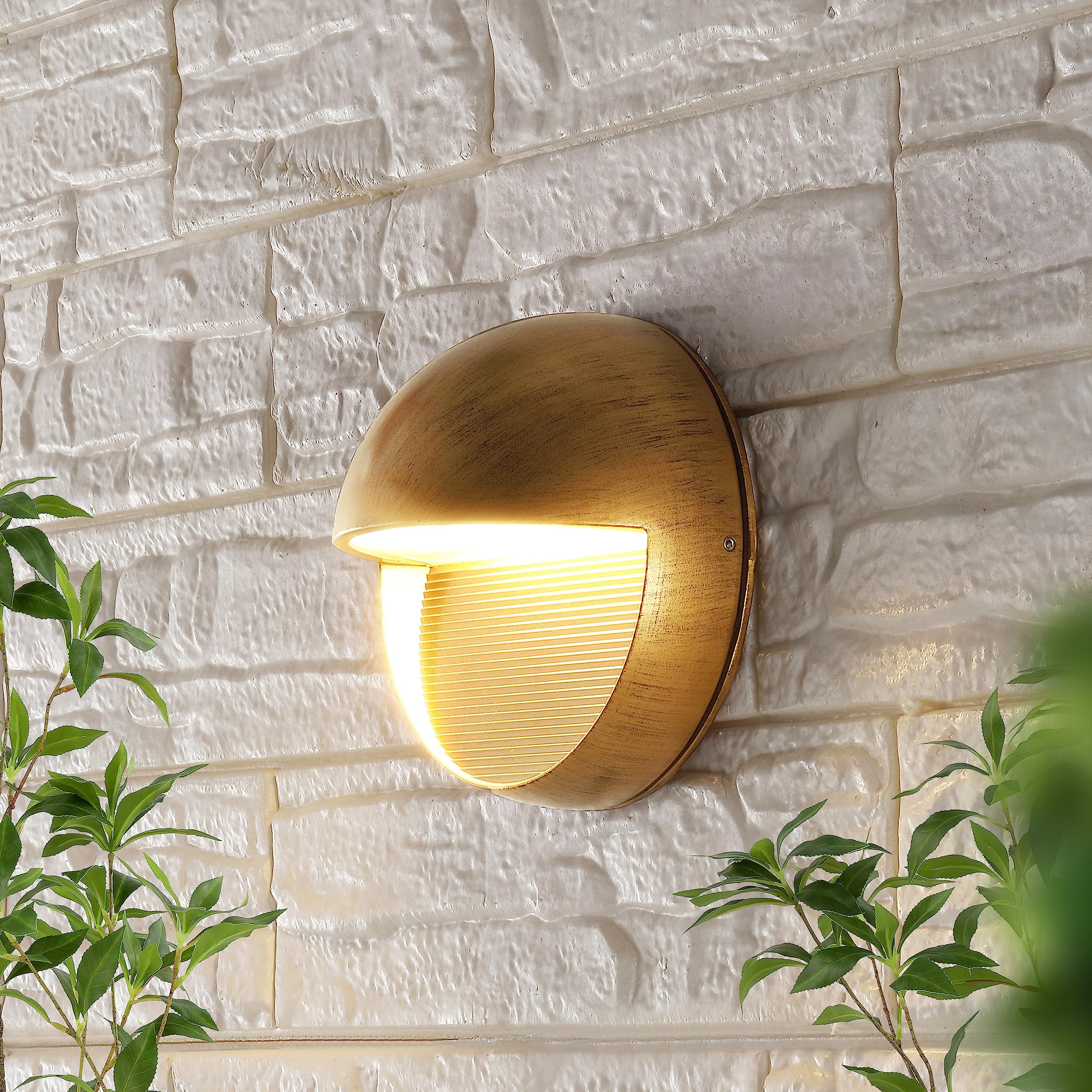 JONATHAN Y Orbe LED Wall Sconce, 6.25" Antique Gold Metal/Glass, Model JYL7441B, Contemporary Scandinavian Design