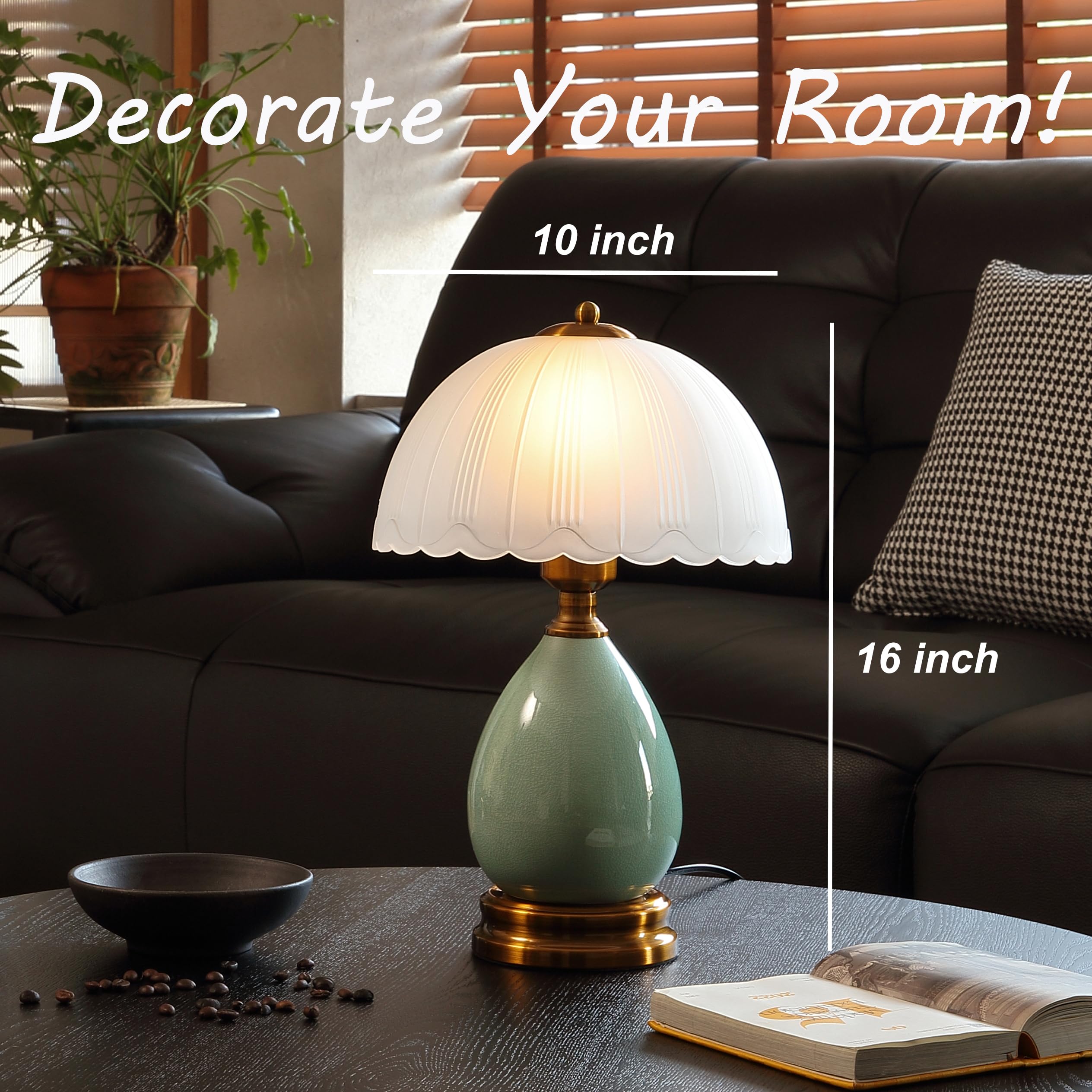 Glivpny Vintage Lamp Bedroom Lamps,16'' Mid Century Modern Table Lamps For Living Room,Retro Bedside Nightstand Traditional Lamp