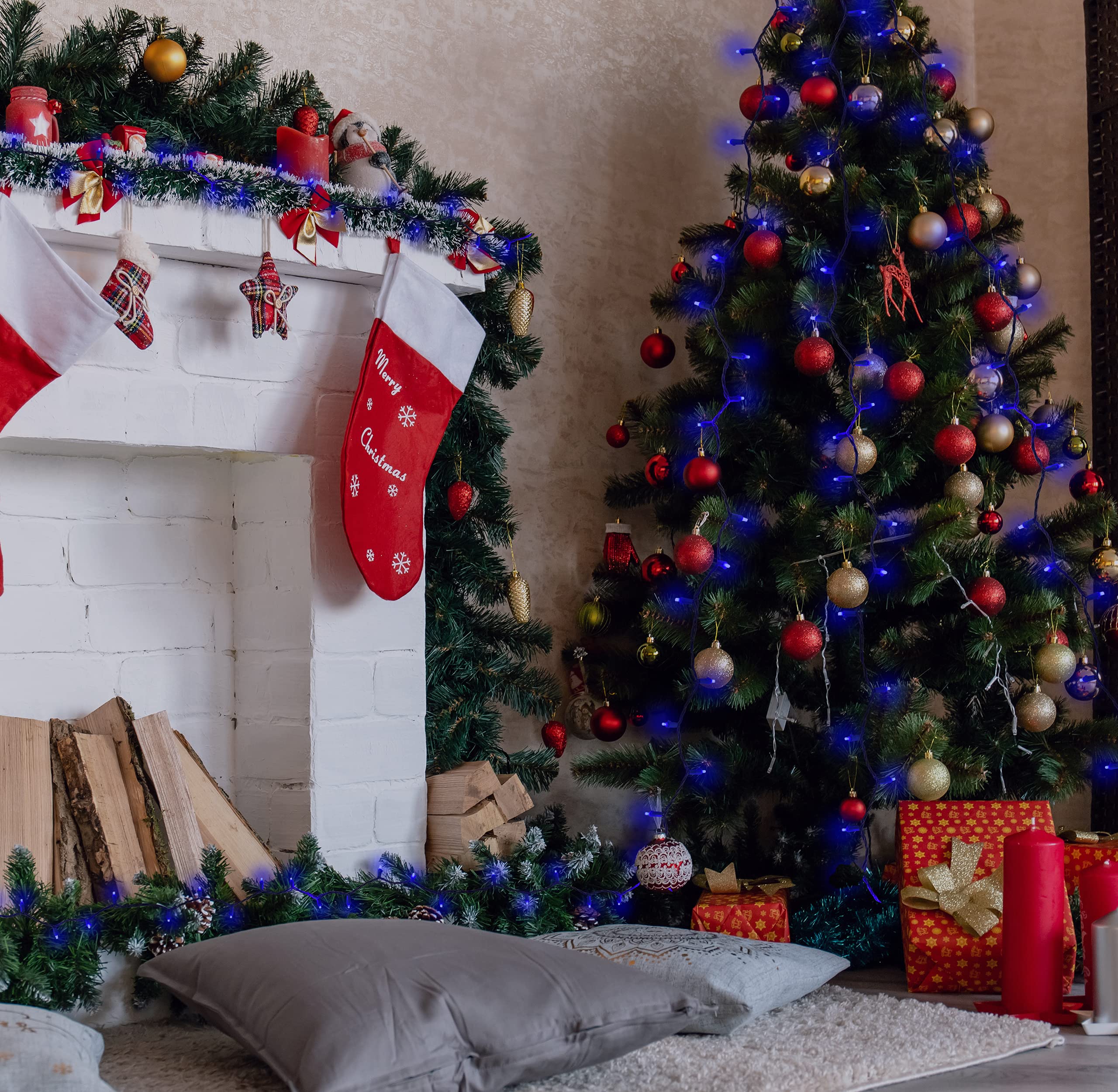 Holiday Essence Blue Led Mini Christmas Lights Set, 60 5Mm Memorial Fourth Of July Blue String Lights, Green Wire, For Indoor Outdoor Décor, Home, Wedding, Patio, Garden Decorations, Ul Certified