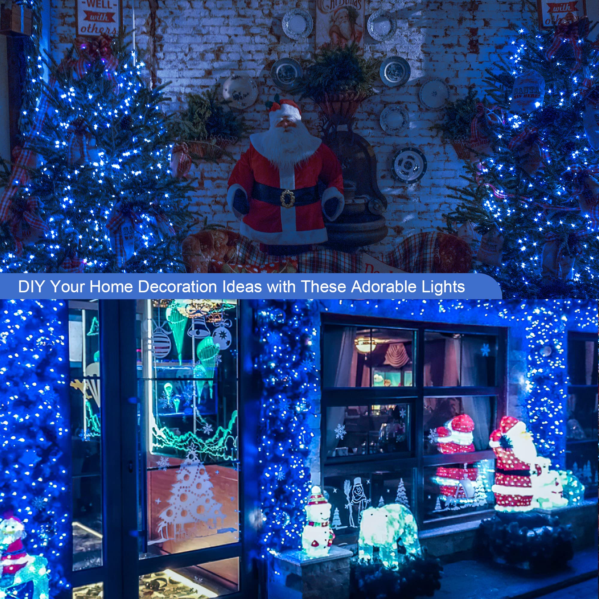 Hopolon 50 Led Blue Mini Fairy String Lights, 13Ft White Wire, 2Pack For Halloween, Christmas, Indoor/Outdoor Décor