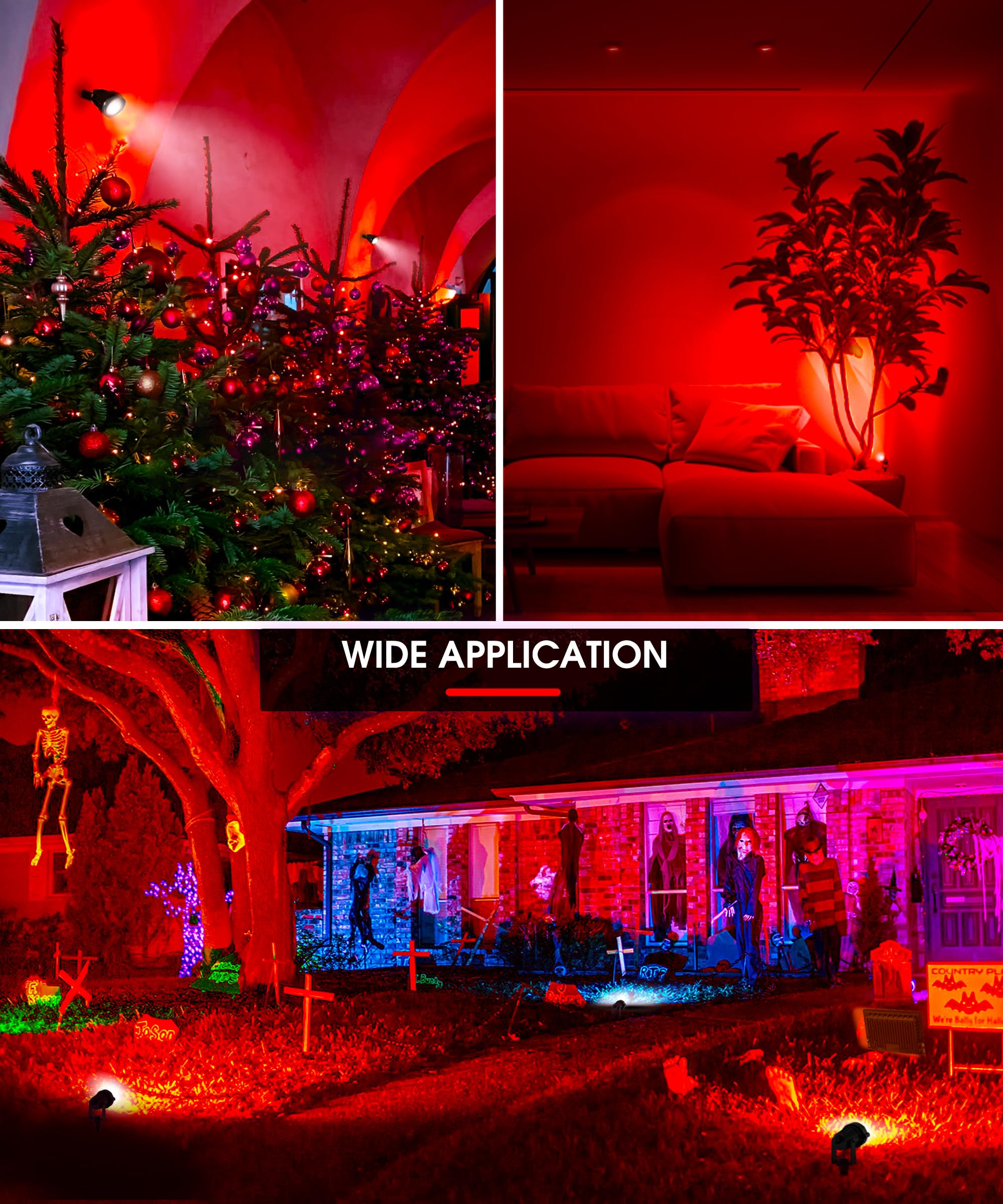 LOHAS Red Spotlight Outdoor, Christmas Red LED Spot Lights for Yard, Auto On/Off 5W 120V Landscape Lighting for House, Holiday,