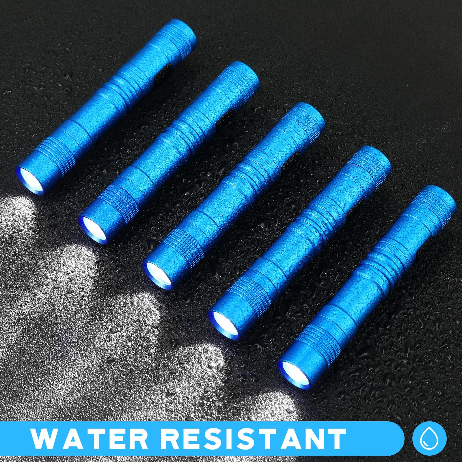 Hortsun Mini Pen Light Flashlight - 3.54 Inch, Blue, Aluminum, Pocket Size, Clip-On, LED Torch, 20 Pcs for Gifts