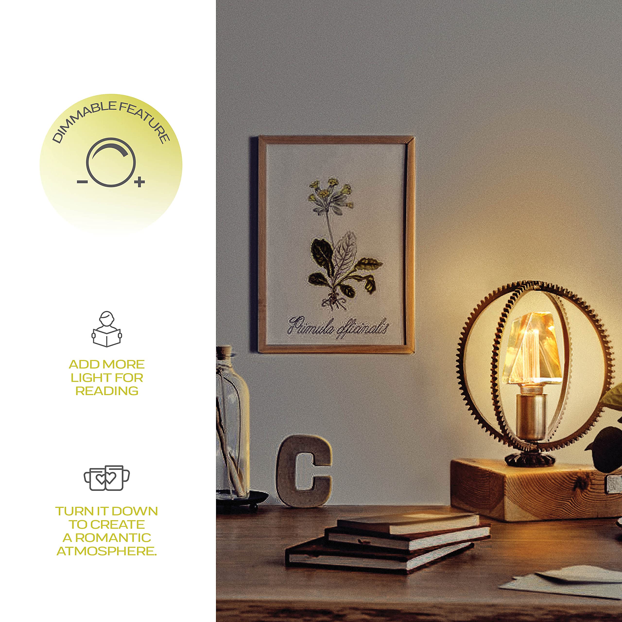 Next Glow LED Decorative Light Bulb, Dimmable E26 Medium Base, Amber Vintage Style, Acrylic, 1 Count, Gold