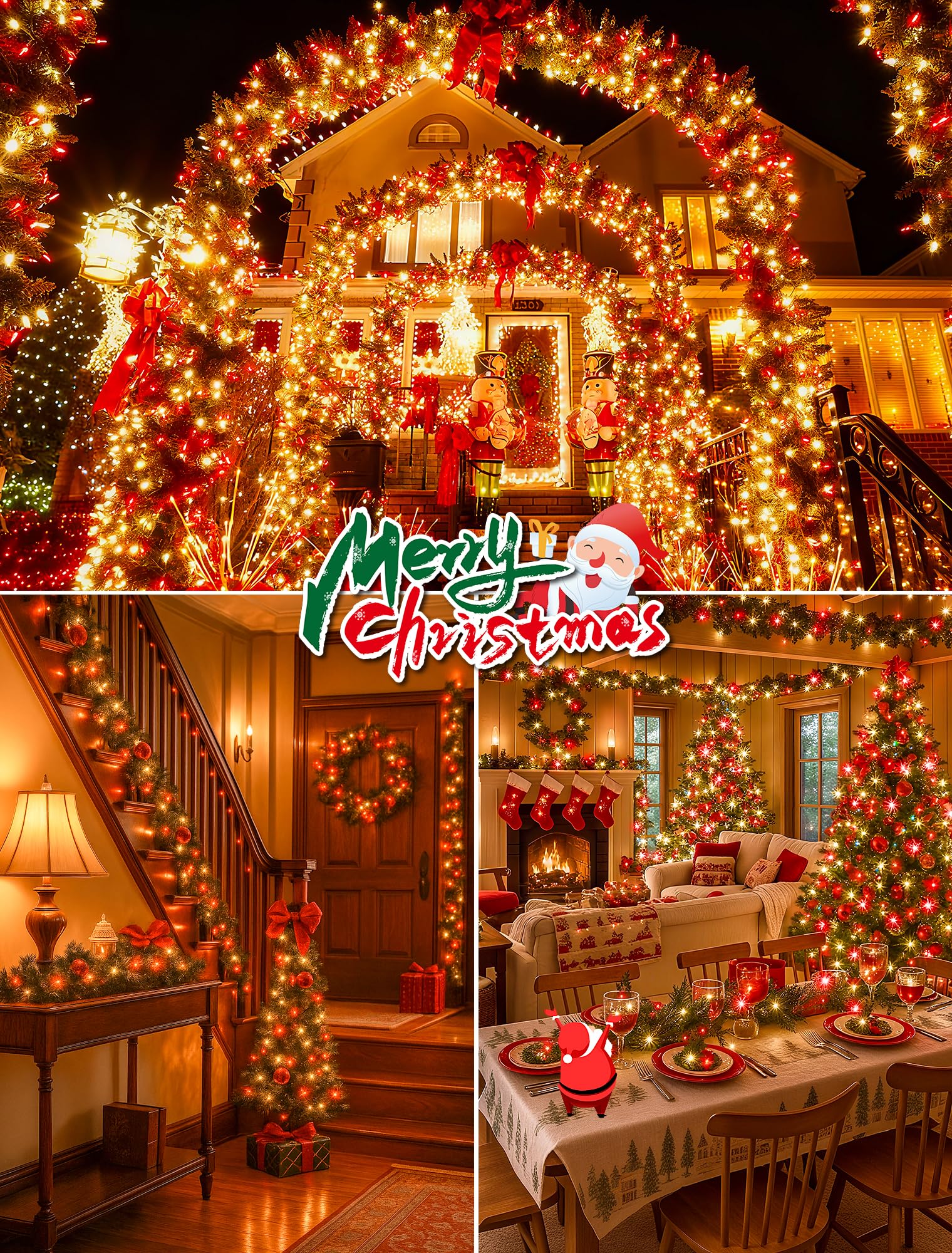 Hopolon Christmas Lights Indoor Outdoor  2 Pack 13 Ft 50 Count Incandescent Mini String Light  Green Wire Christmas Tree Lights Waterproof For Holiday Wedding ValentineS Day Decor  Red And Clear