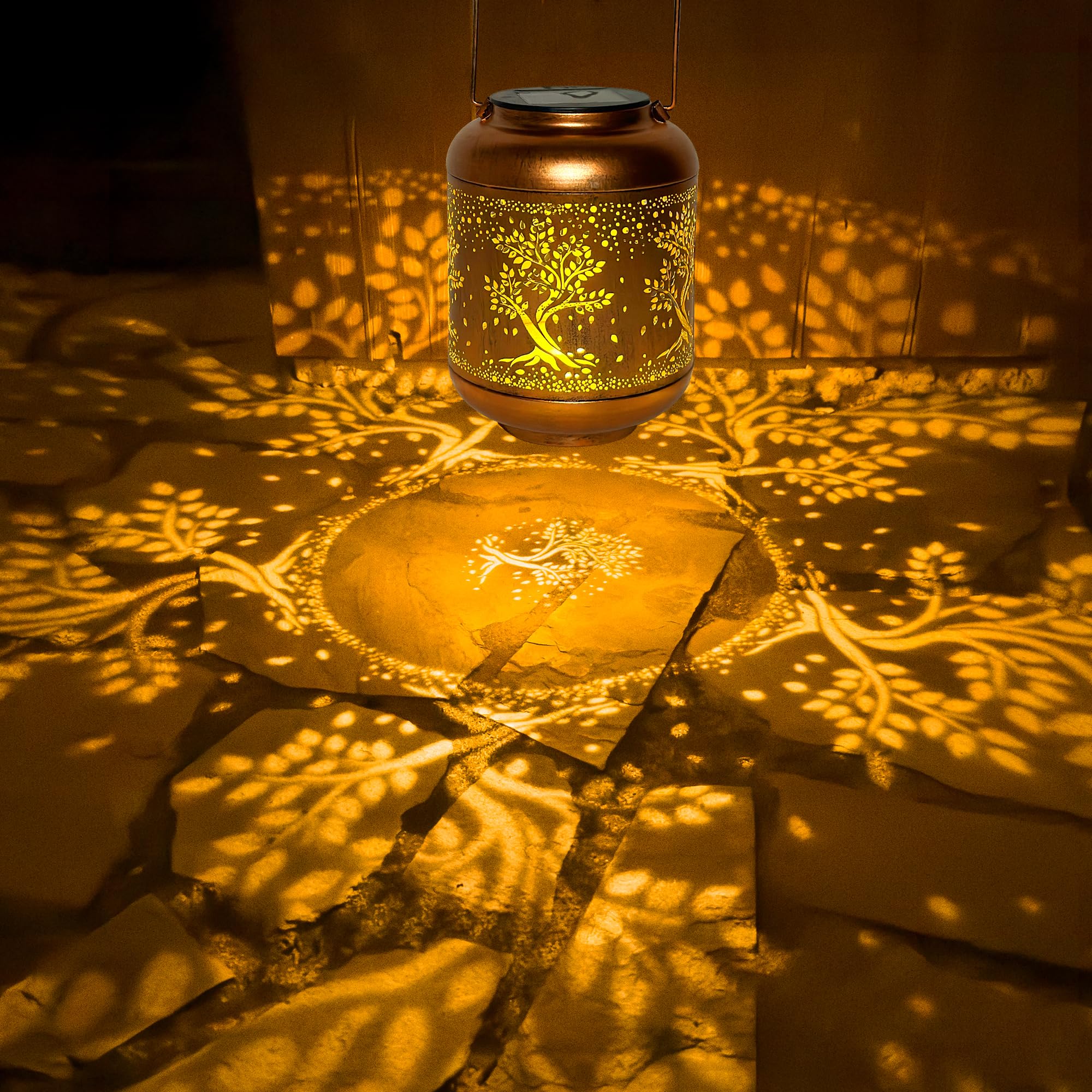 anytalk Solar Lantern - Outdoor Waterproof Garden Decor, Iron, 1PCS, Life Tree B, Model Deco&Dot-Lantern B