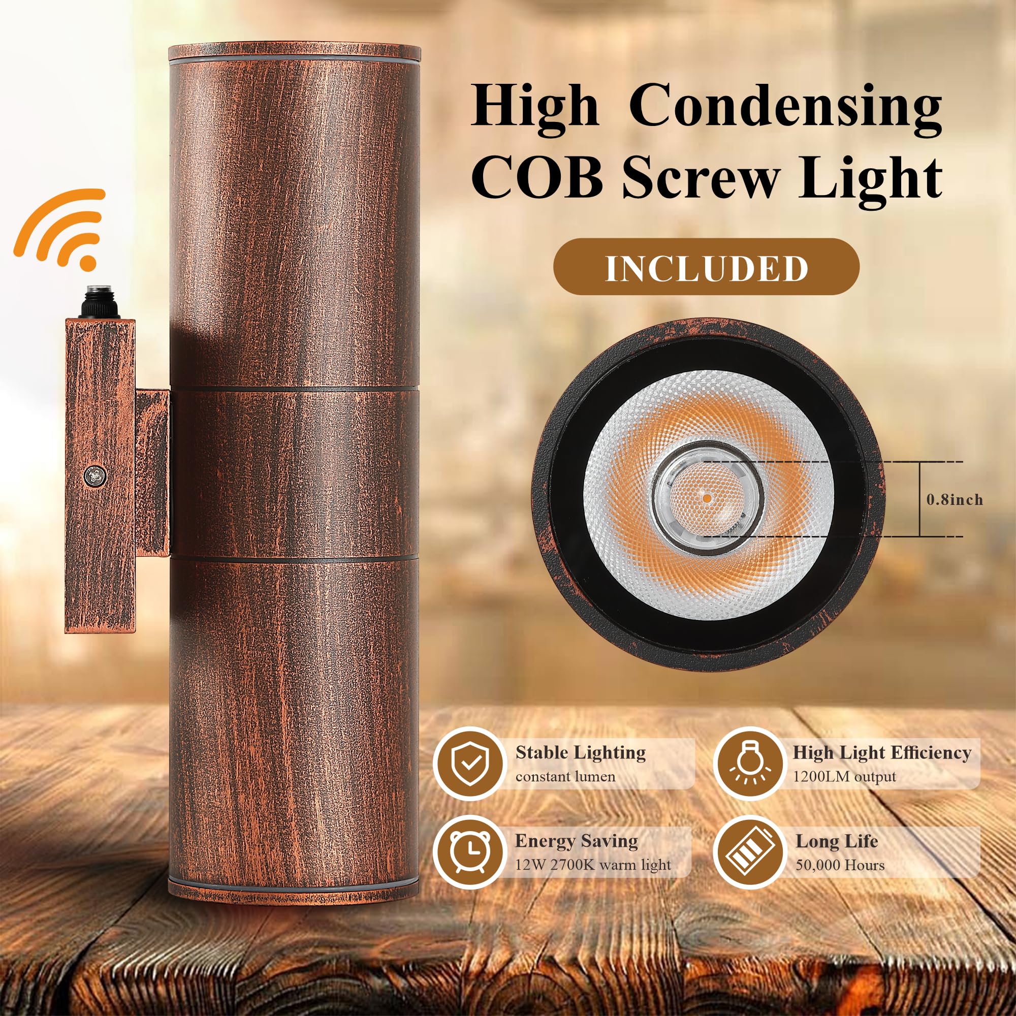 Dakaful Dusk To Dawn Outdoor Lighting Sensor Wall Lights 2Pack  12W 2700K Integrated Led Cylinder Up Down Lights Outdoor  Ip65 Waterproof Aluminum Wall Sconce Exterior Wall Light For Porch Patio Etc.