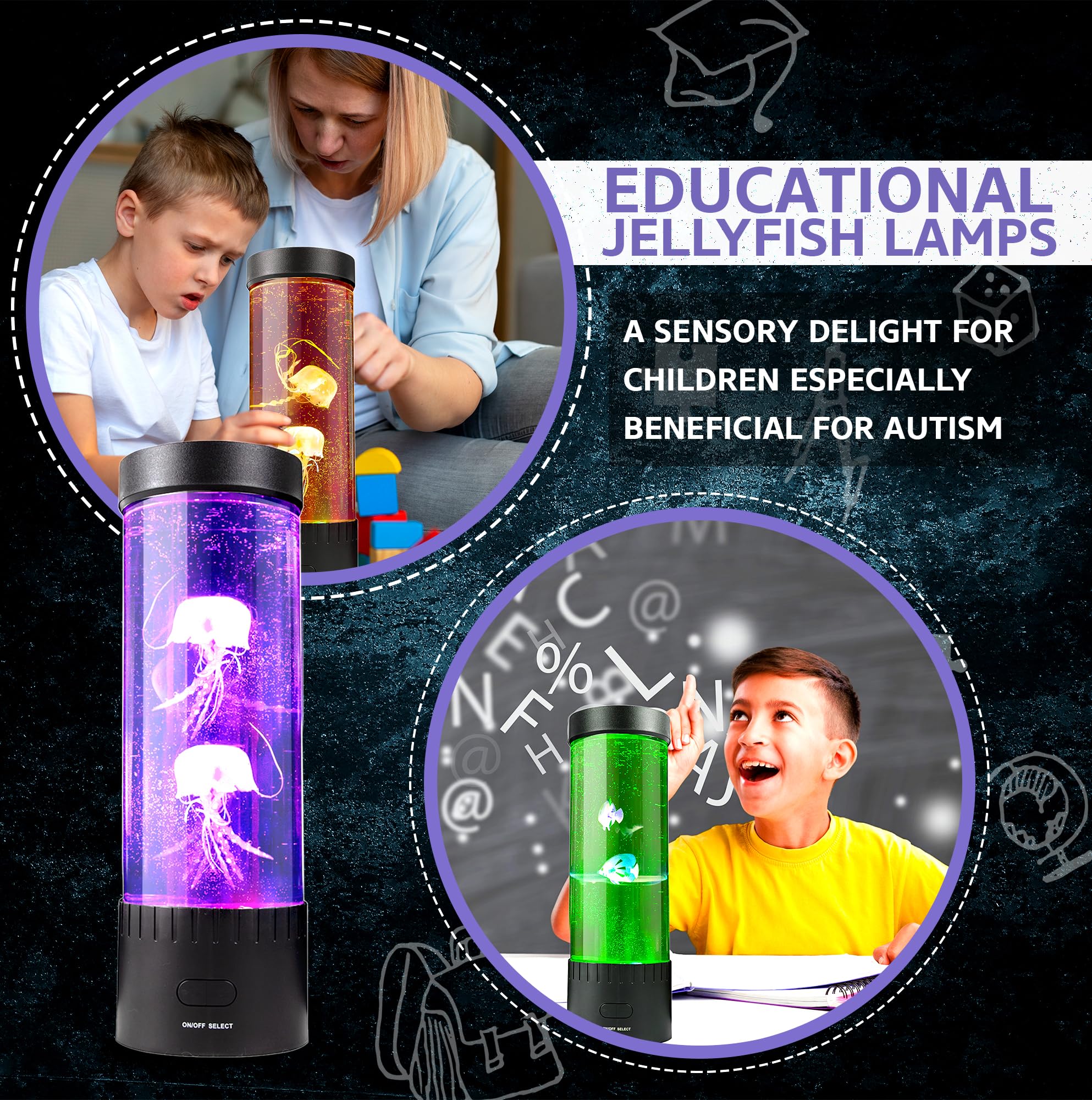 Brewish Jellyfish Lamp,16 Color Changing Mood Lamps, 4 Modes Aquarium Night Light For Kids & Adults, Artificial Fish Tank With Moving Fish, Sensory Room Led Lights For Autism, Adhd,Excellent Gift