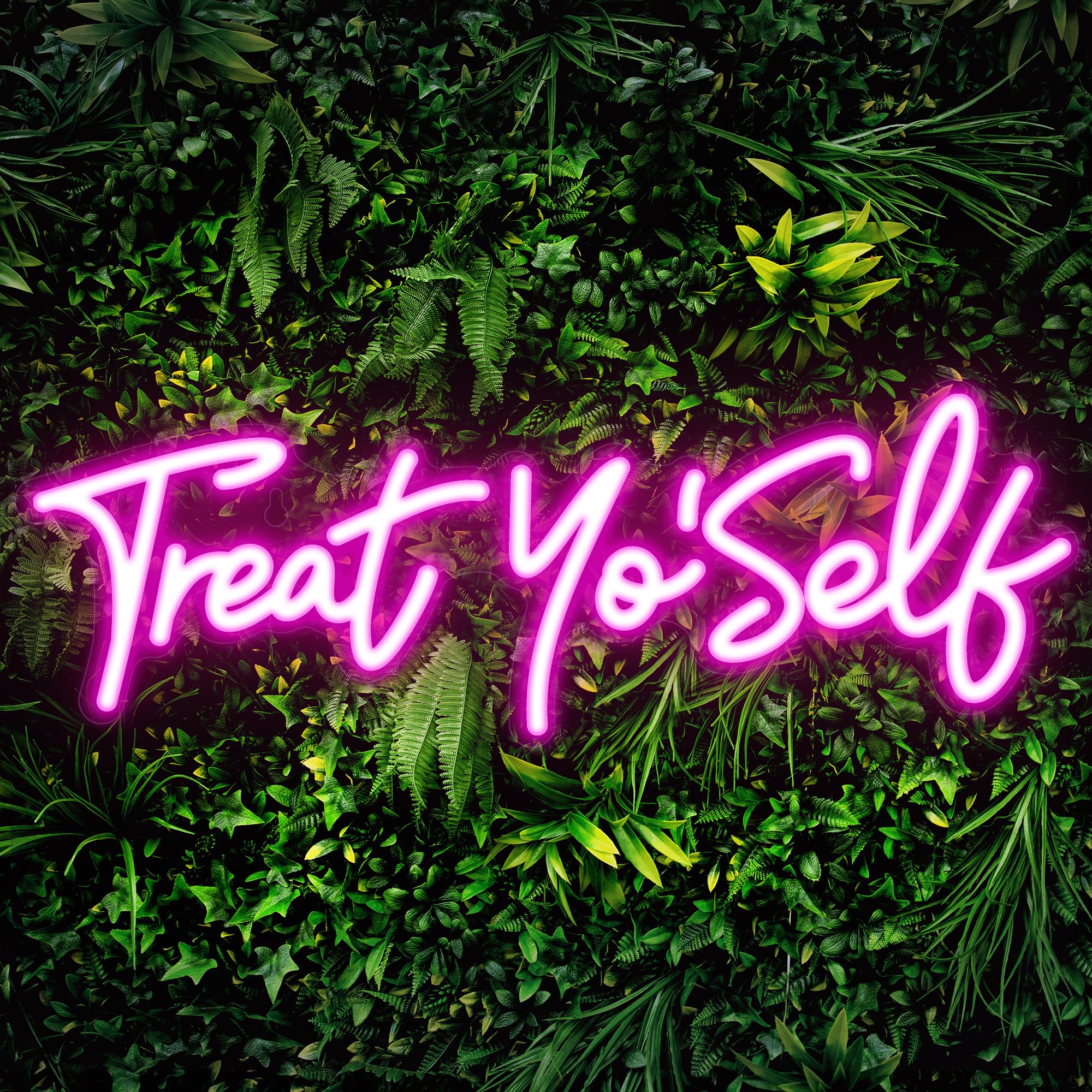 Kavaas Neon Sign - Treat Yo Self LED Wall Decor, Pink, 16.5in x 5.7in, Plastic