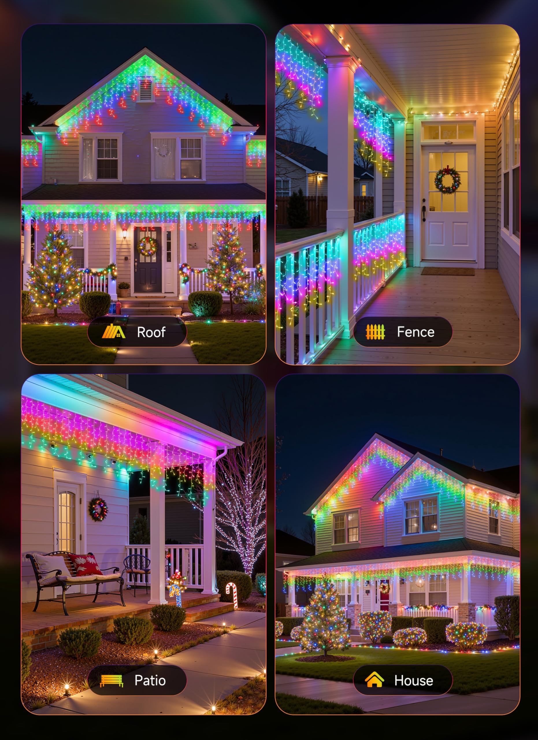 Brightown 33ft Colorful Twinkling Icicle Lights - 420 LED Waterproof Christmas Lights for Outdoor/Indoor Use, Model A_L_I_420_RGB