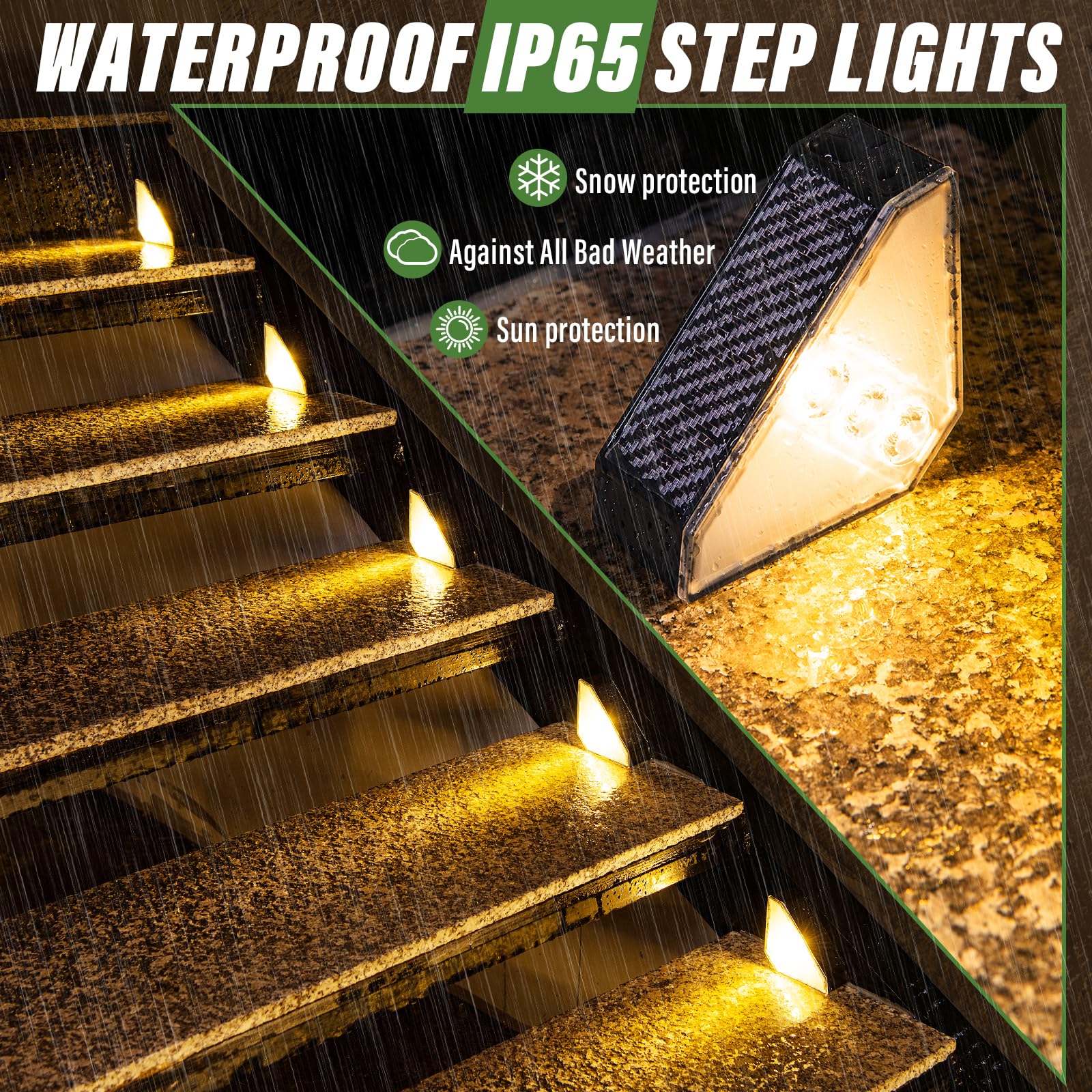 Jsot Solar Step Stair Lights Outdoor Yard Decor 6 Pack, Ip65 Waterproof Deck Lighting For Outside Solar Powered, Solar Garden Li
