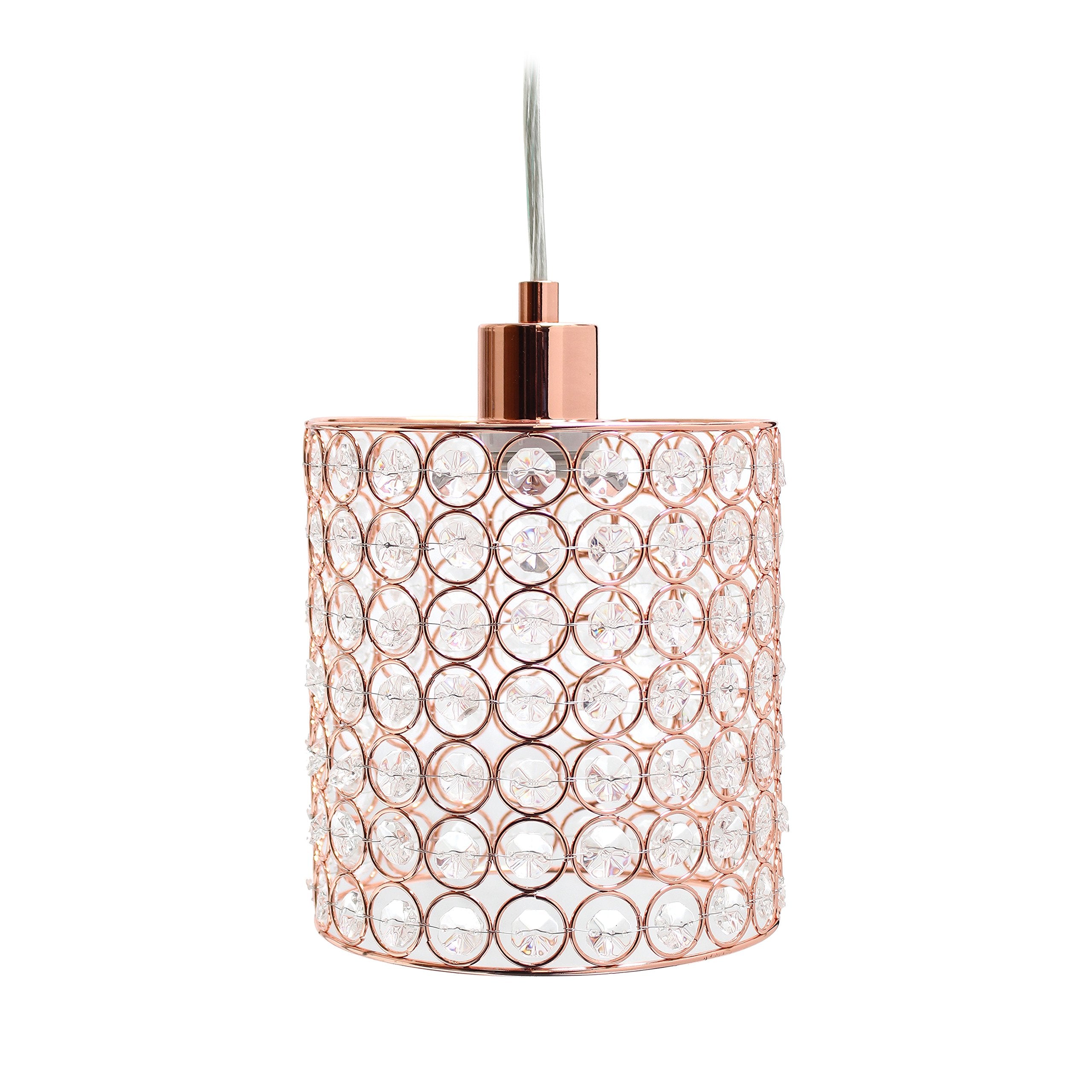 Elegant Designs PT1001-RGD Crystal Pendant Light, Rose Gold, 6.75in x 6.75in x 7.25in