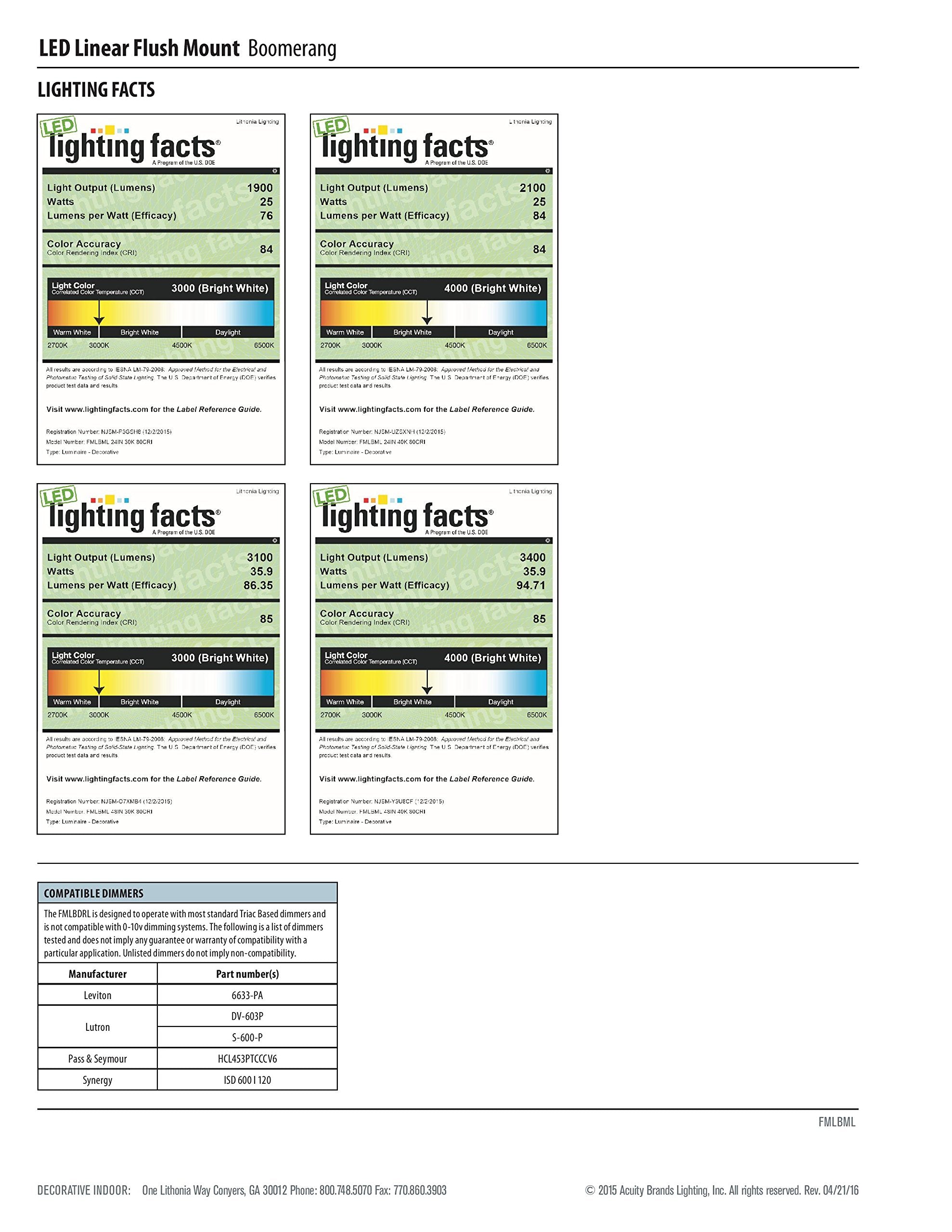 Lithonia Lighting Brushed Nickel 4-Ft Led Flush Mount Light For Kitchen | Attic | Basement | Home, 4000K, 36W, 3400 Lumens