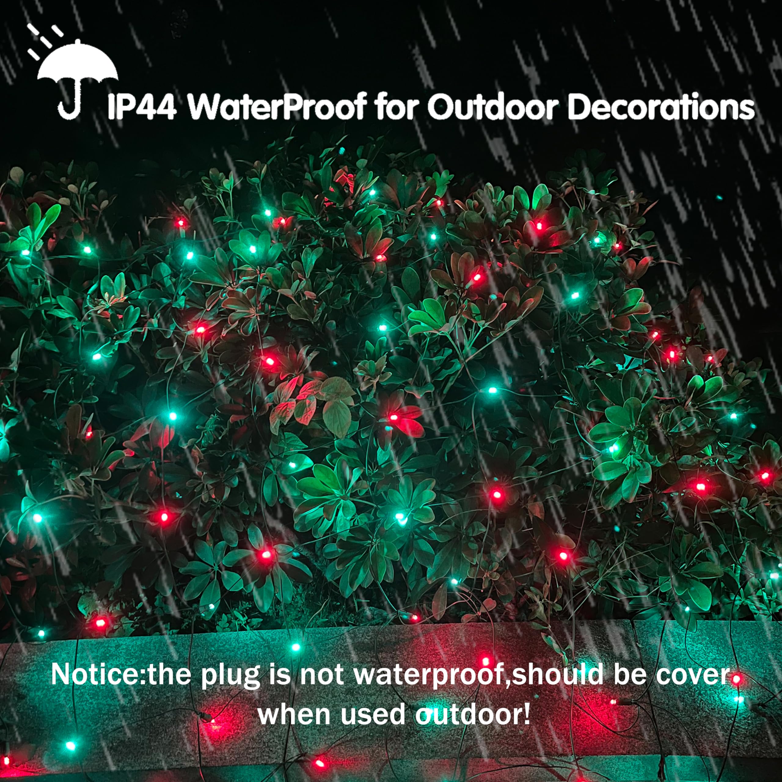 Hishiny Led Christmas Net Lights Outdoor 6Ftx6Ft 144Led Green Wire  Connectable Indoor Outdoor Bush Mesh Net Lights String For Halloween Christmas Party Shrub Yard Tree(Red & Green)
