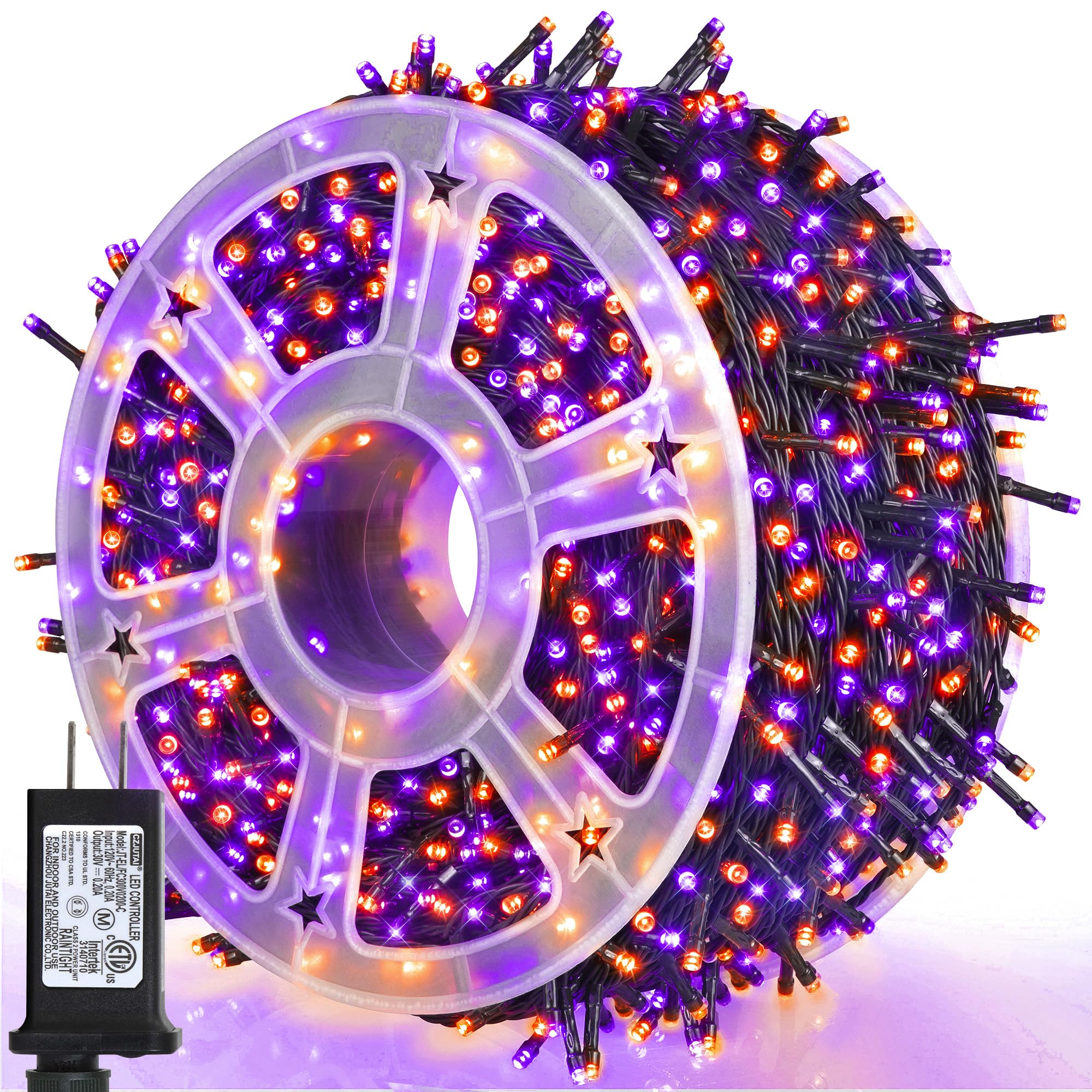 weillsnow 500 LED Halloween String Lights, 164FT, 8 Modes, Waterproof, Purple & Orange, Model HB-500COI