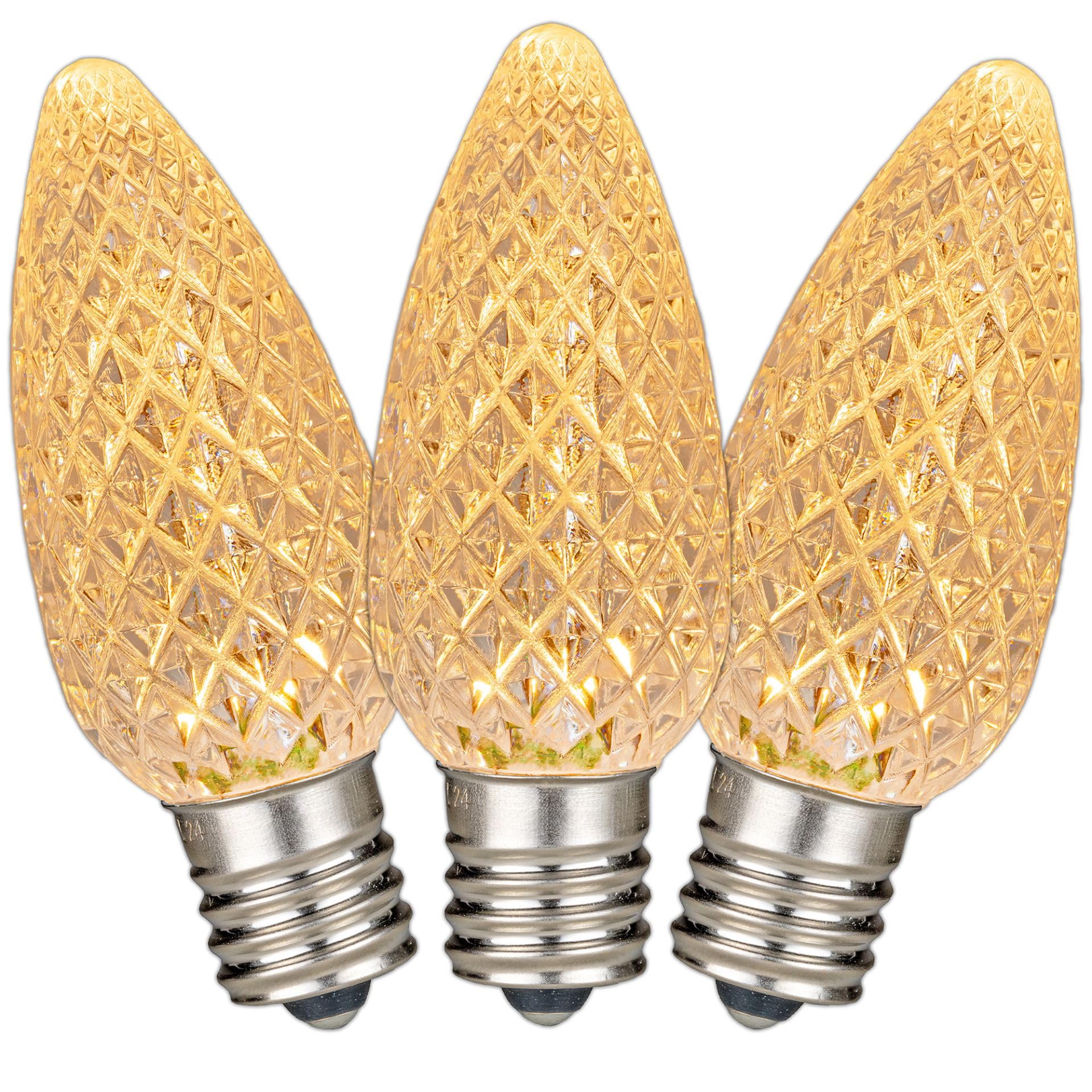 Novelty Lights 25pk Sun Warm White 2800K C9 LED Faceted Christmas Light Replacement Bulbs  Ultra Bright Dimmable Replacement Lamps for Indoor/Outdoor Light Strings