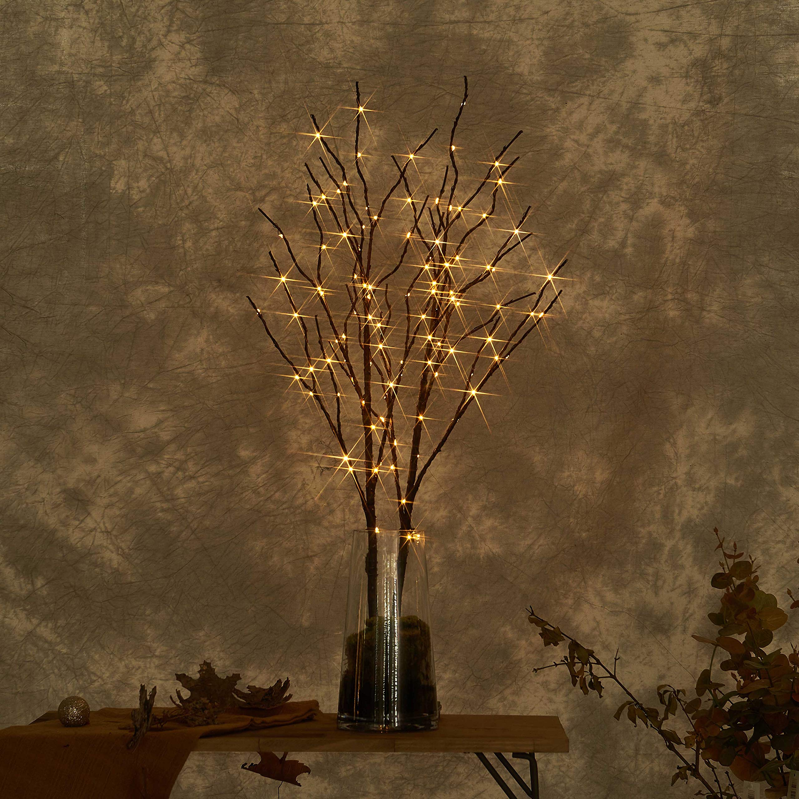 Litbloom Lighted Brown Willow Branches 32In 100 Led With Timer Battery Operated, Tree Branch With Warm White Lights For Holiday Christmas Decoration Indoor Outdoor Use